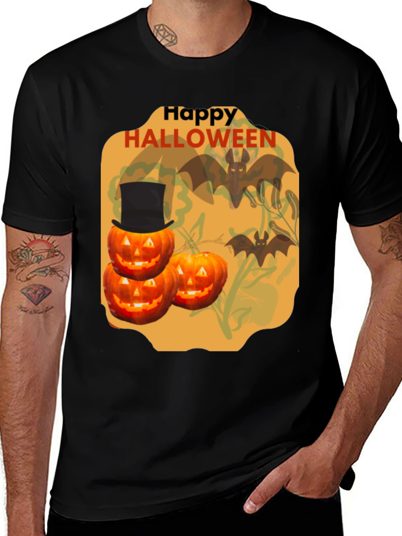 Halloween Pumpkin & Bat Graphic Tee