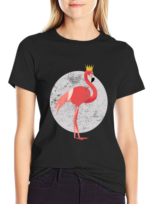King Flamingo Graphic Tee - Black Crewneck