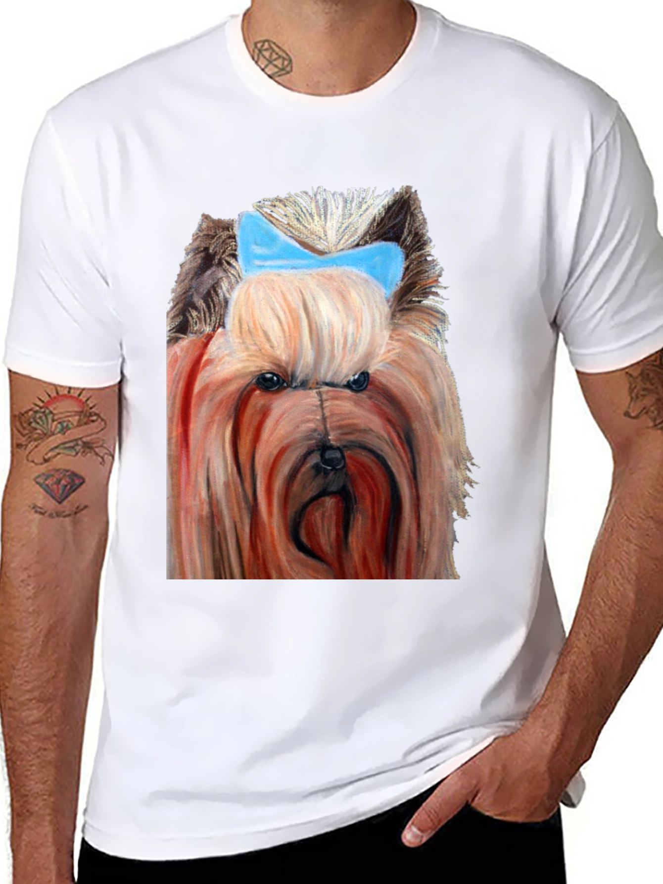 Dog with Blue Bow T-Shirt