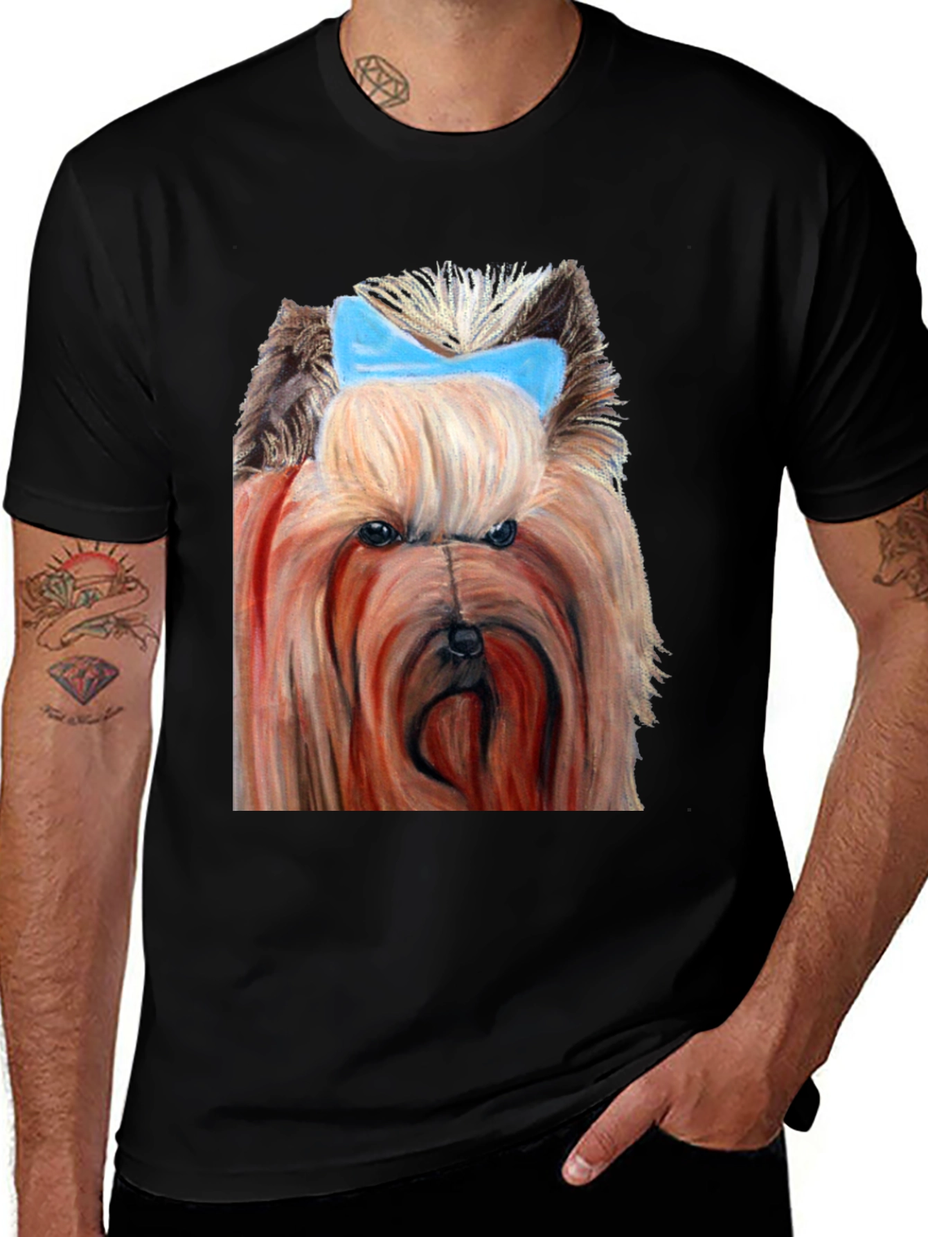 Dog with Blue Bow T-Shirt