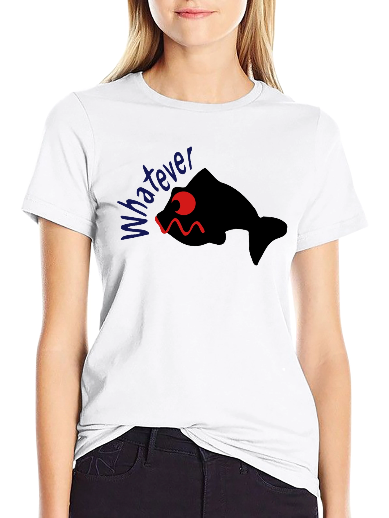 Whatever Fish Graphic Tee - Black Cotton