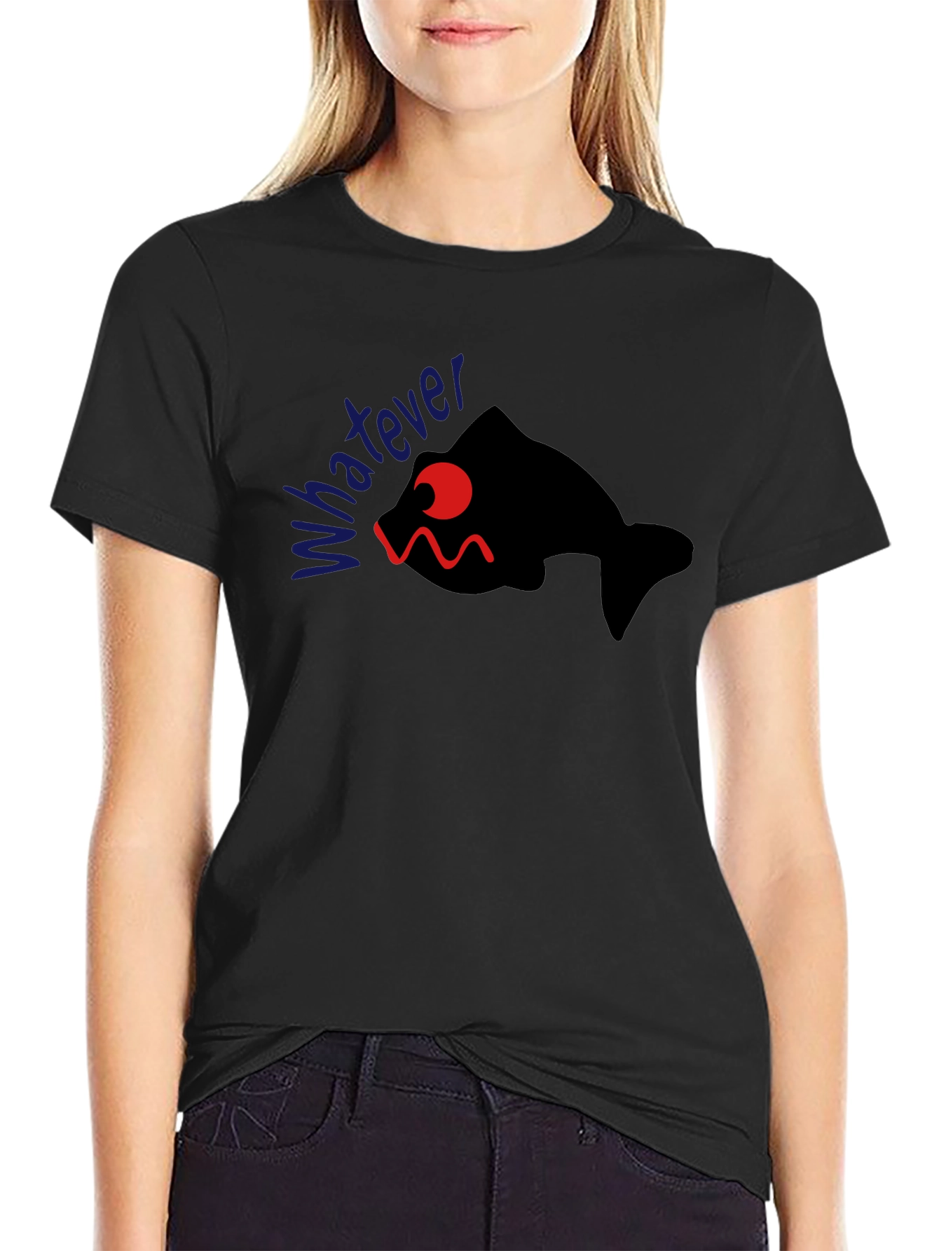 Whatever Fish Graphic Tee - Black Cotton