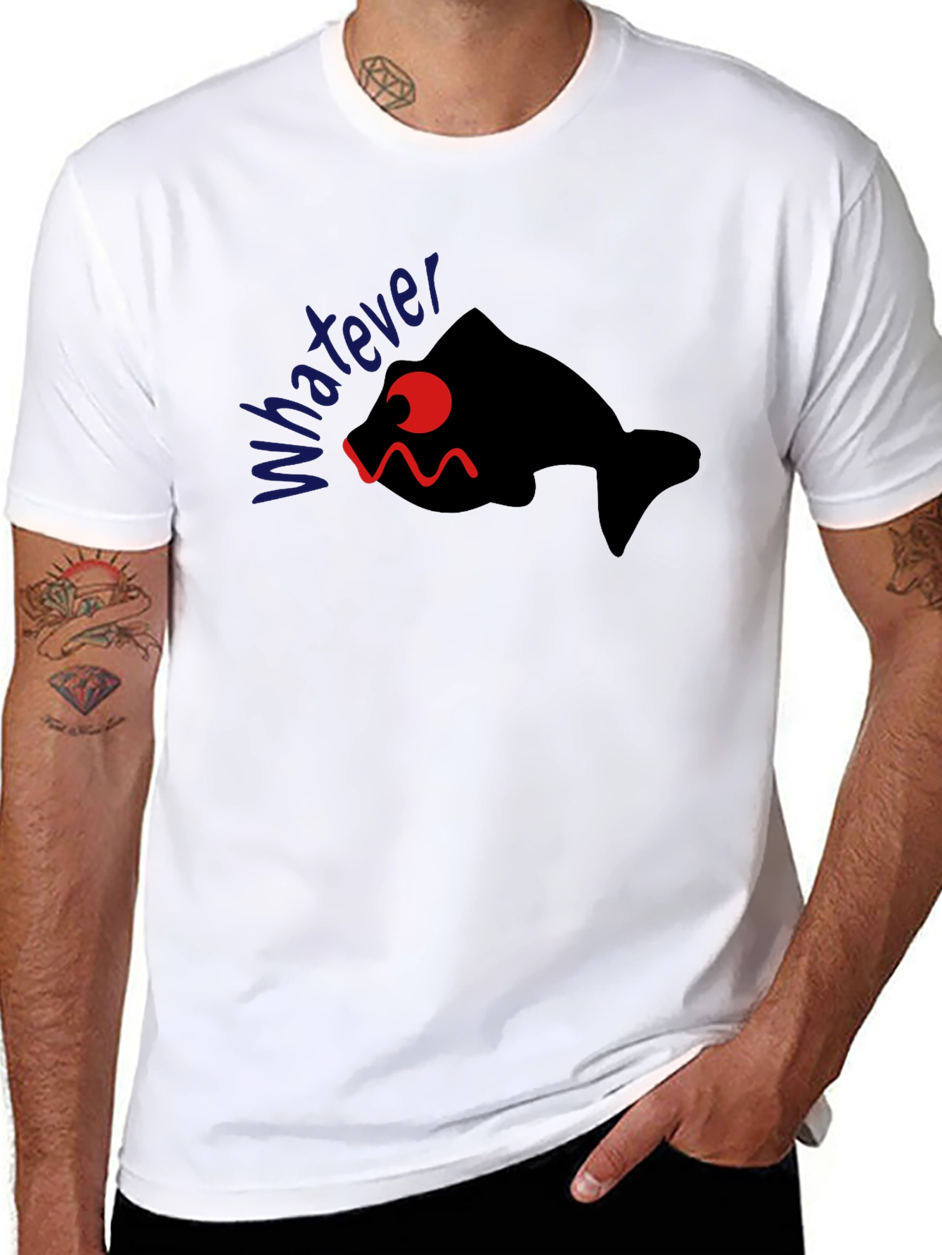 Whatever Fish Graphic Tee - Black Cotton