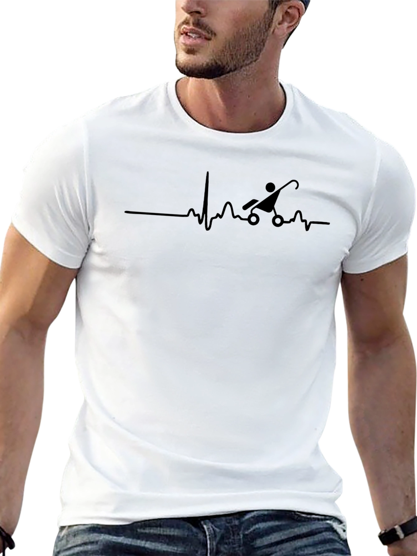 Dad Life Heartbeat T-Shirt - Stroller Design