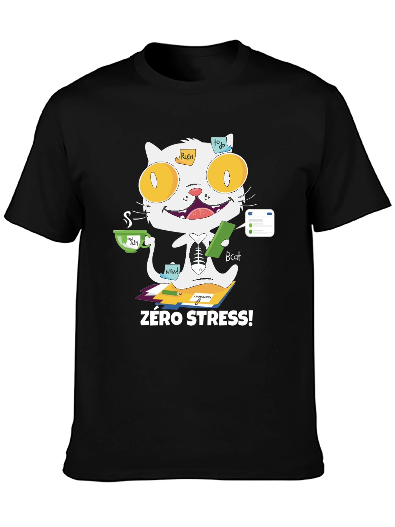 Zero Stress Cat T-Shirt - Funny & Unique Design