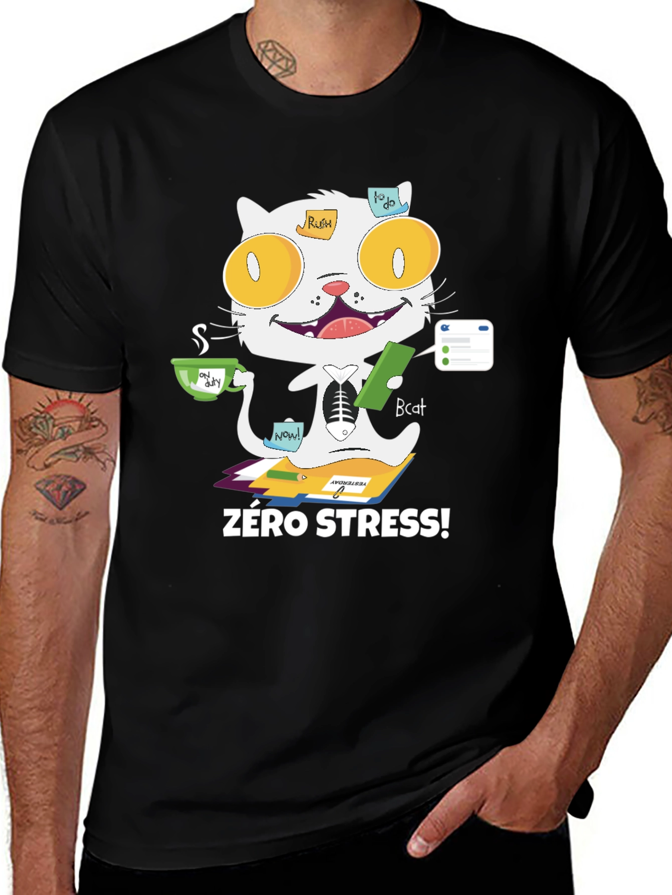 Zero Stress Cat T-Shirt - Funny & Unique Design