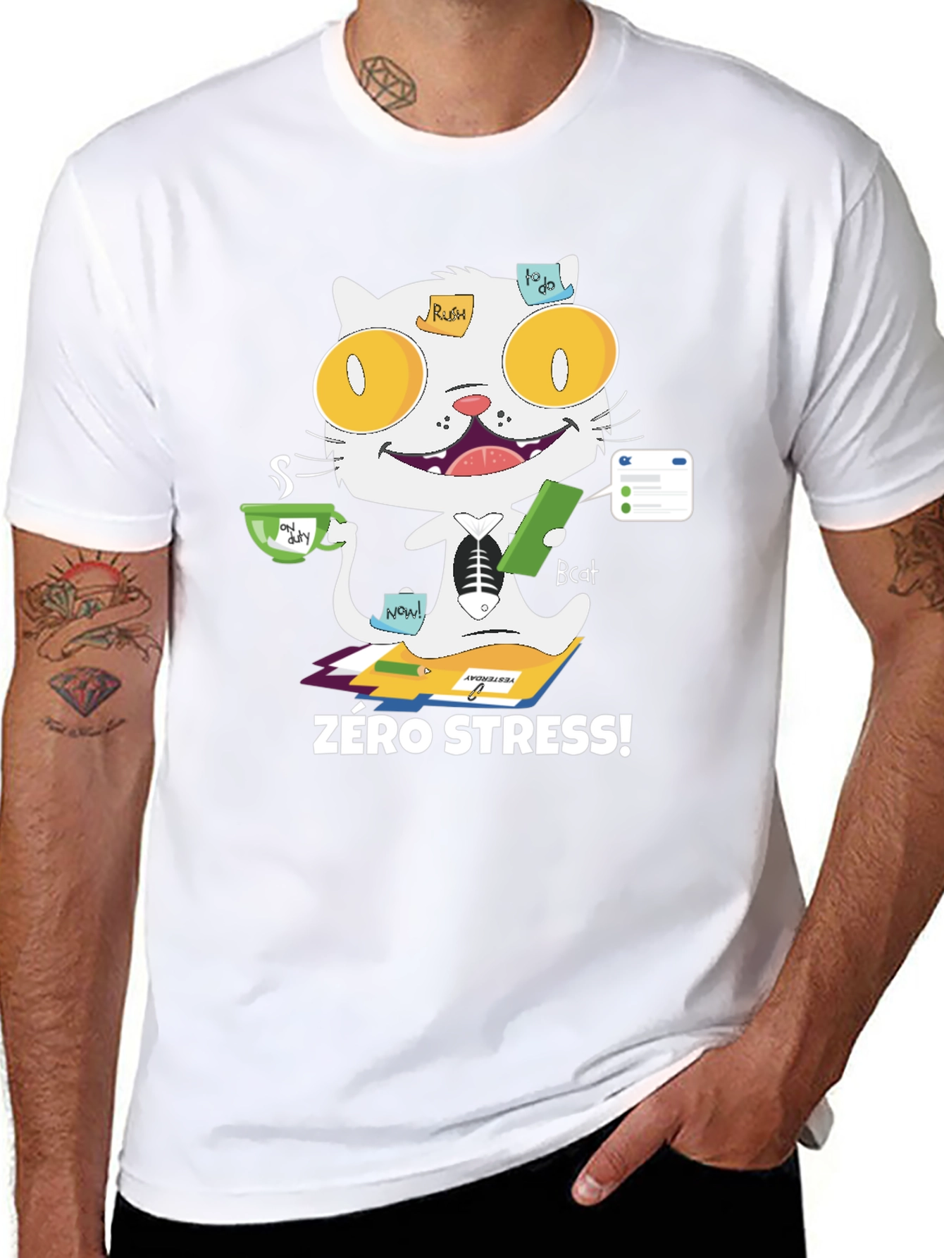 Zero Stress Cat T-Shirt - Funny & Unique Design