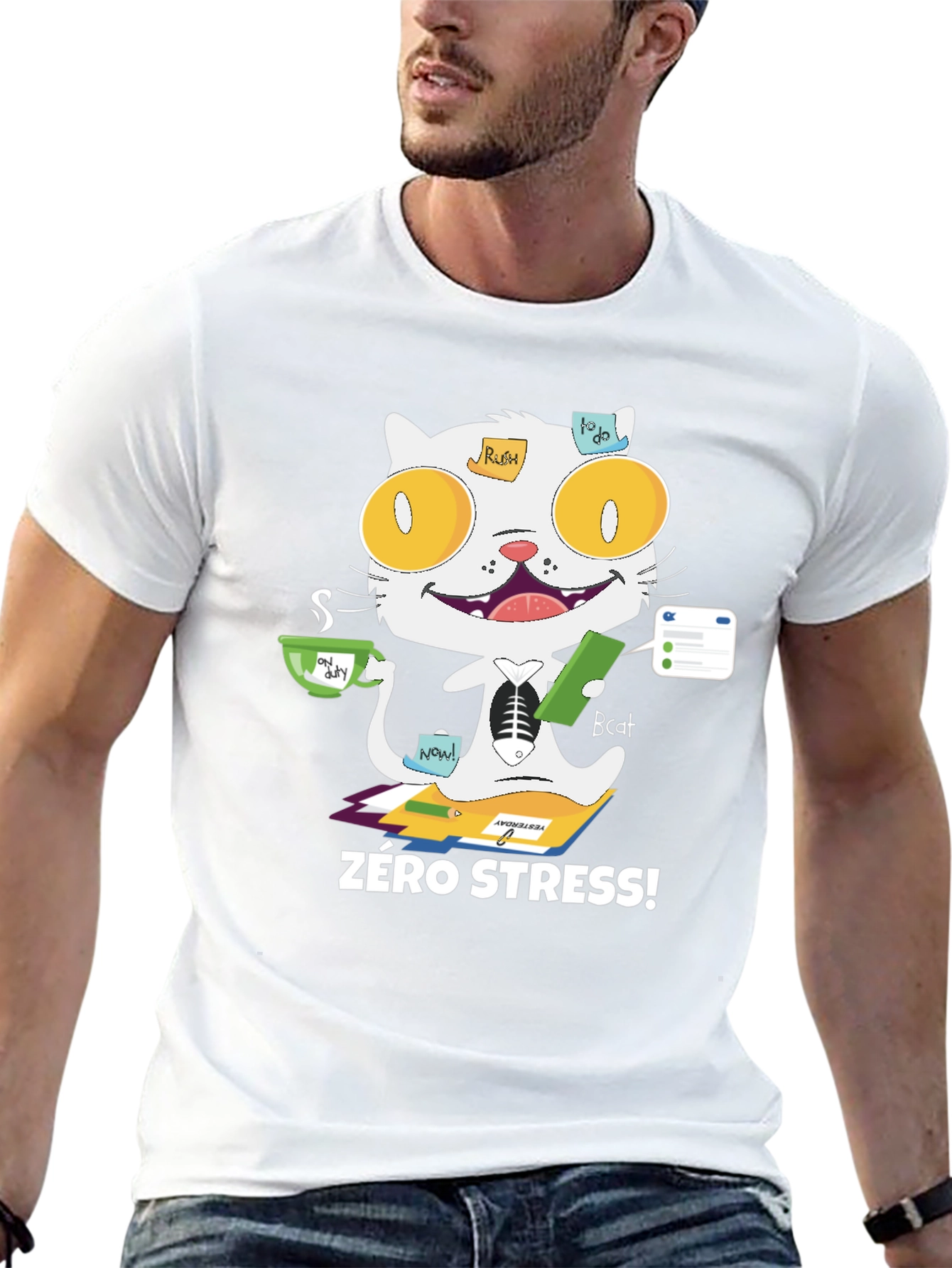 Zero Stress Cat T-Shirt - Funny & Unique Design