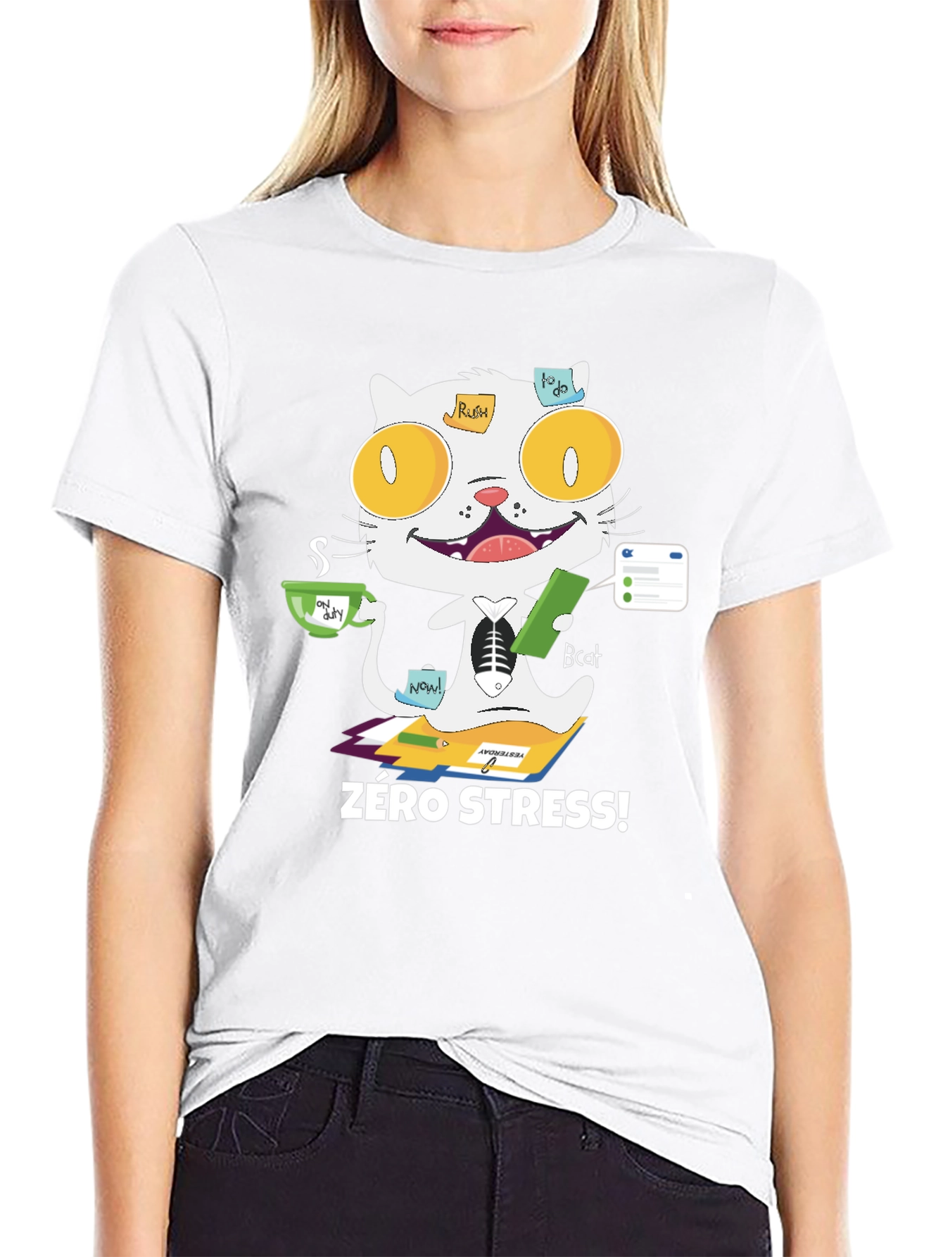 Zero Stress Cat T-Shirt - Funny & Unique Design