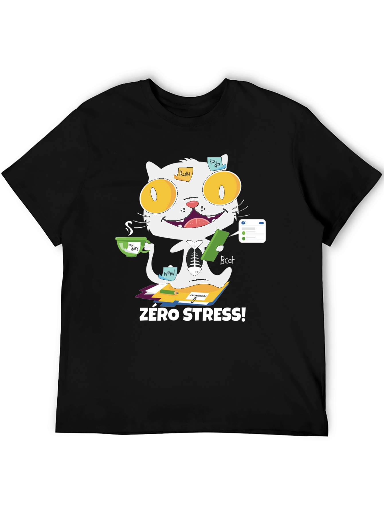 Zero Stress Cat T-Shirt - Funny & Unique Design