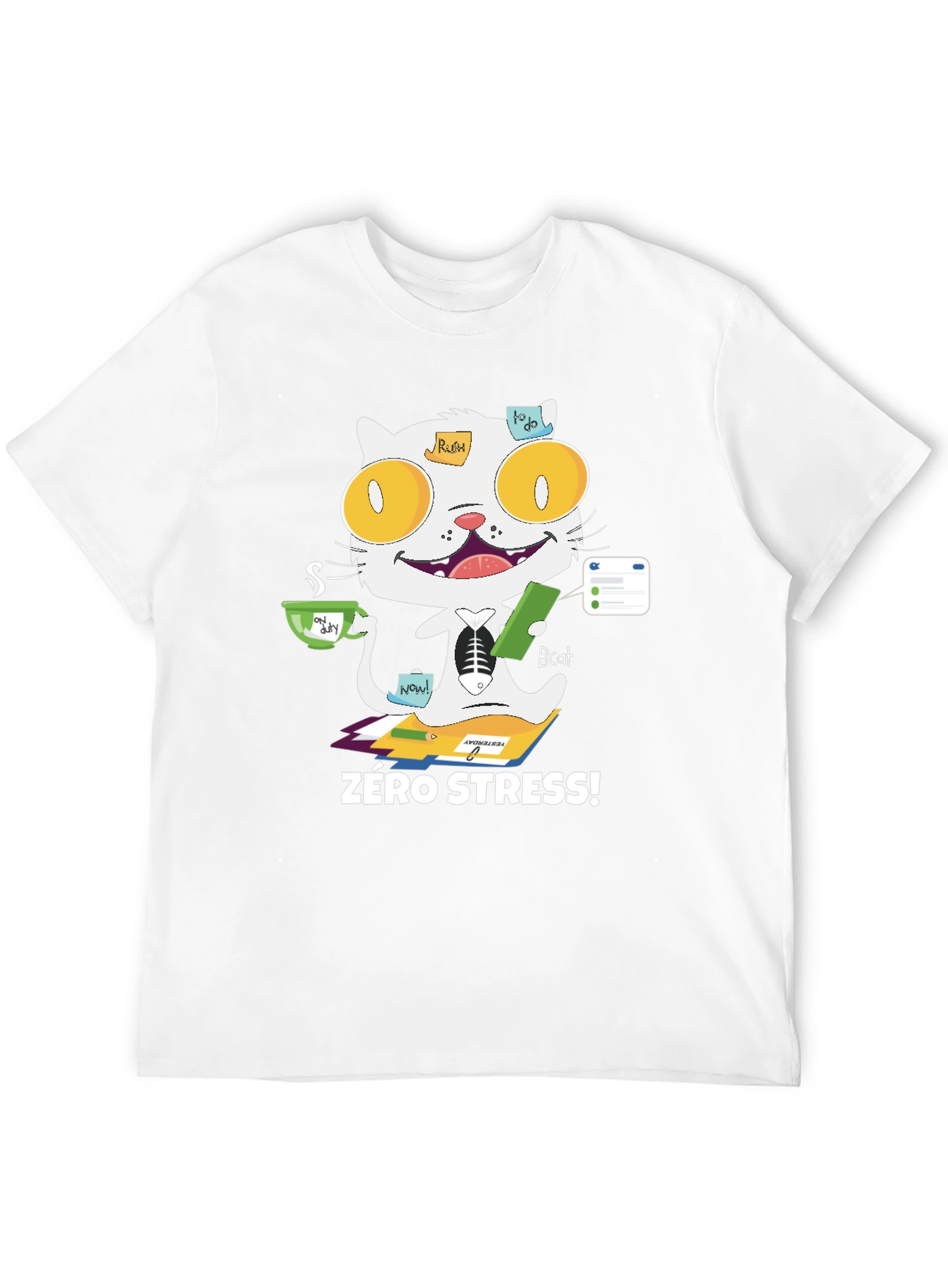 Zero Stress Cat T-Shirt - Funny & Unique Design