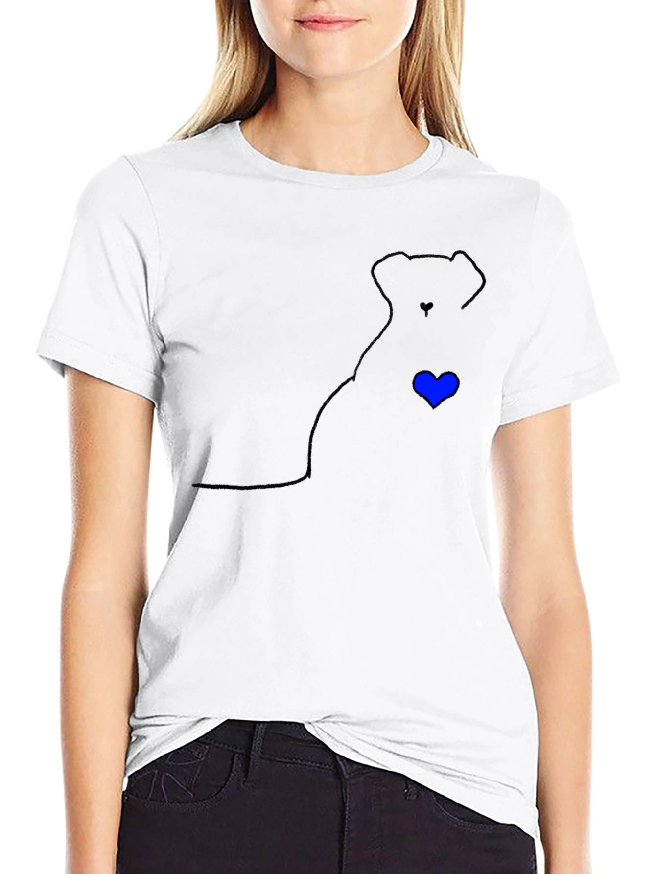 Dog Silhouette Tee with Blue Heart