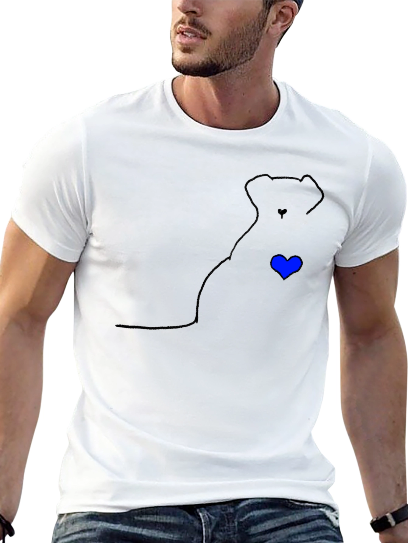 Dog Silhouette Tee with Blue Heart