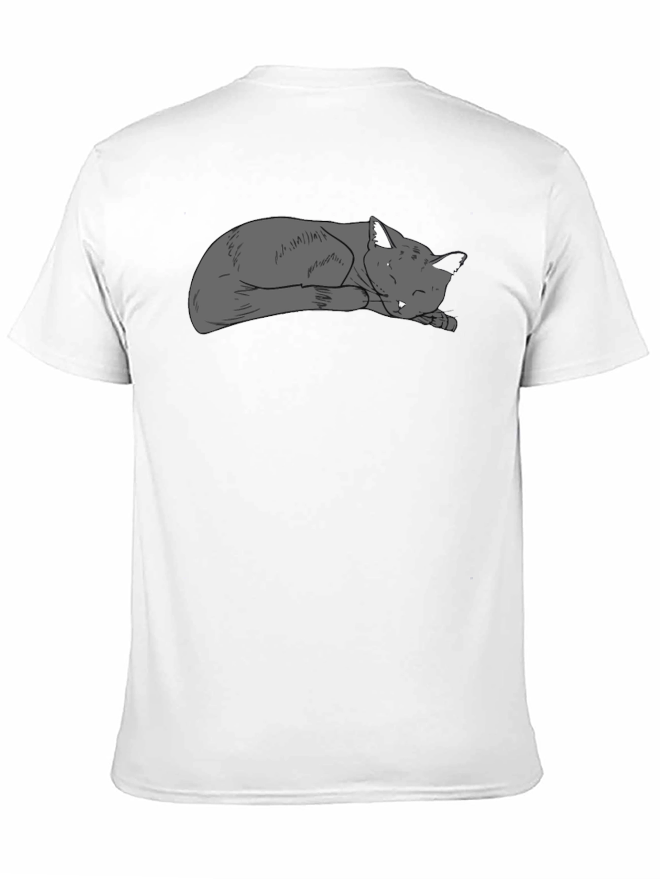 Sleeping Cat Graphic Tee - Black Casual T-Shirt