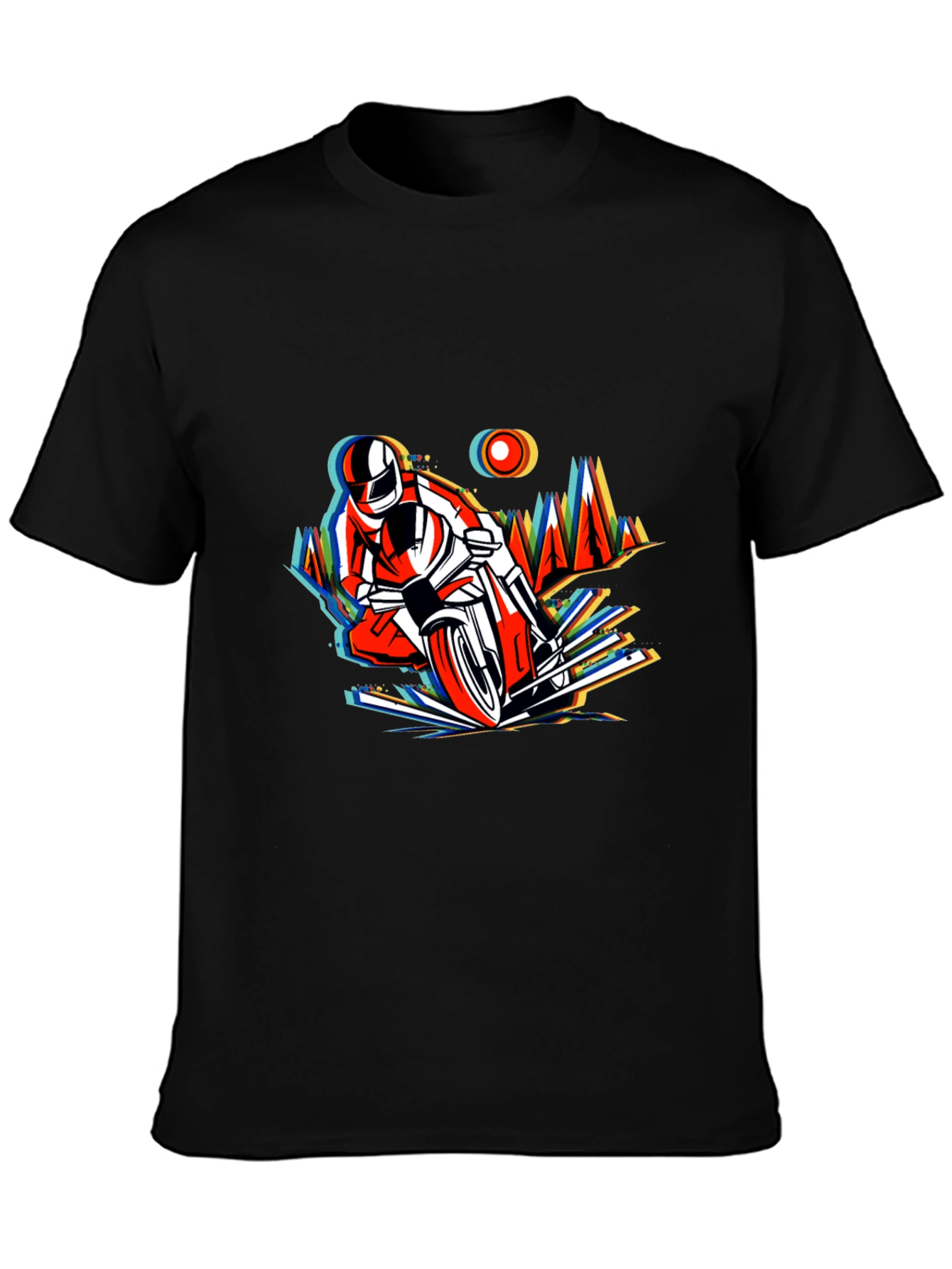 Mens Black T-Shirt with Motorcycle Graphic