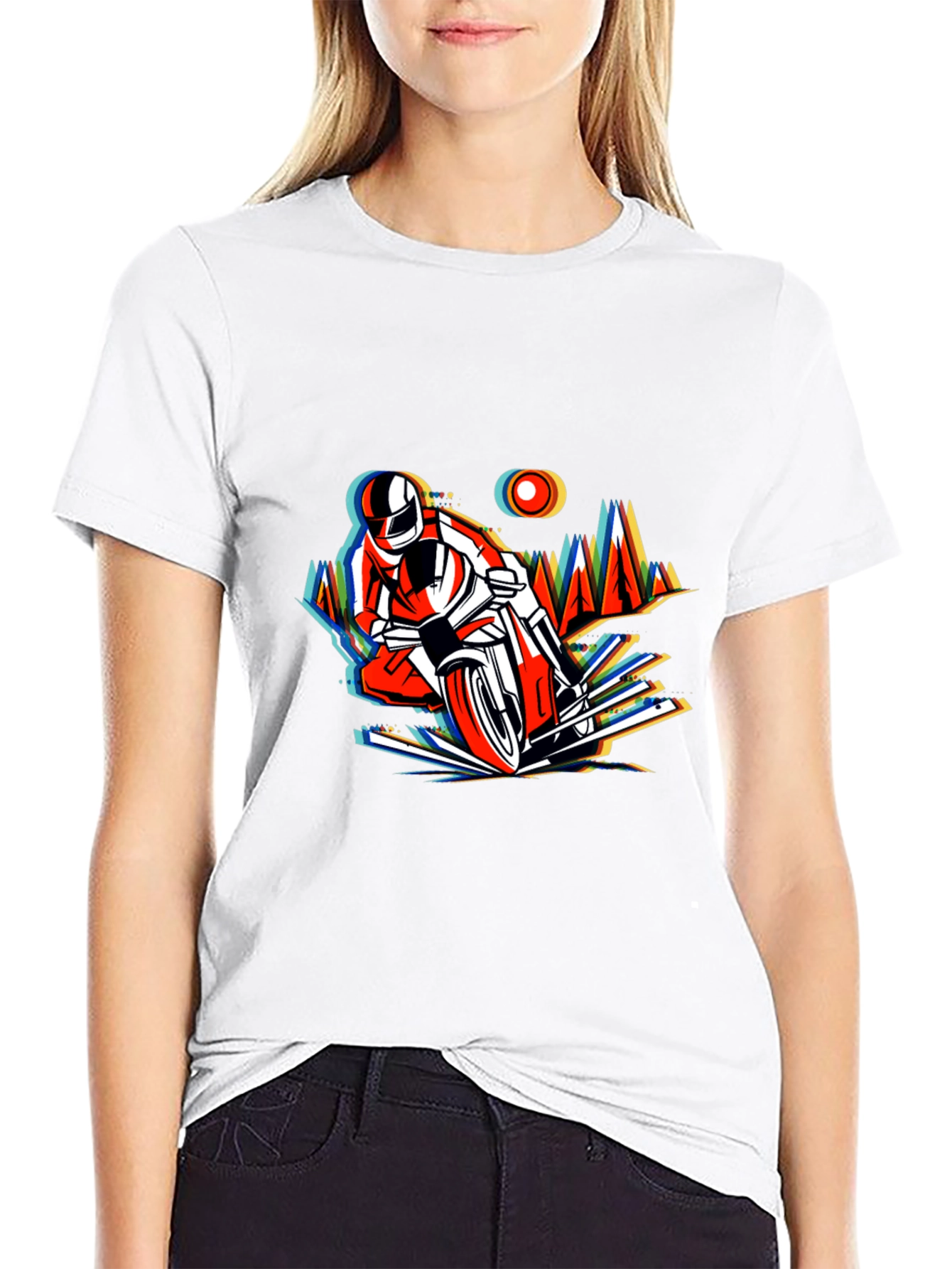 Mens Black T-Shirt with Motorcycle Graphic