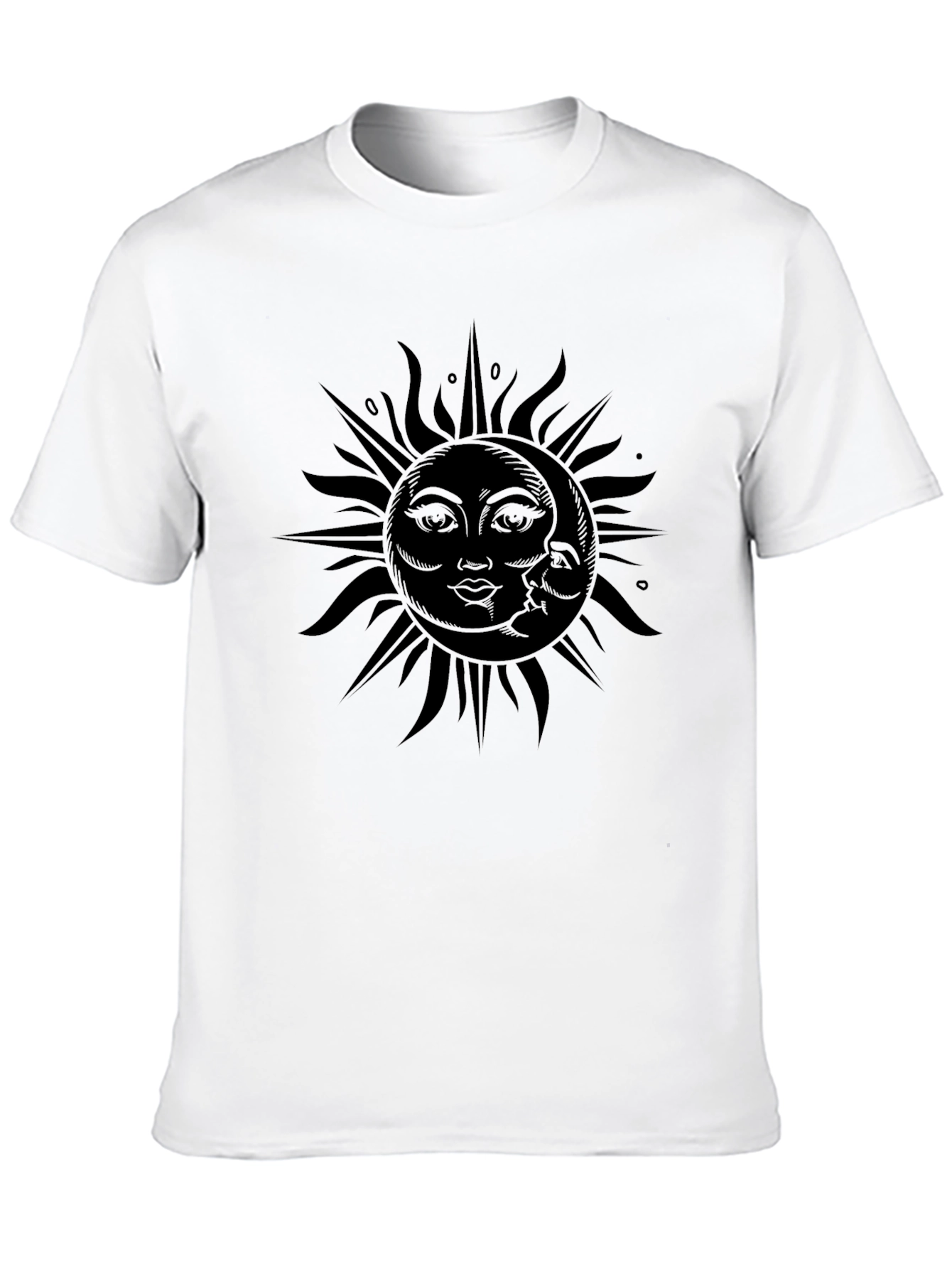 Celestial Sun and Moon Graphic Tee - Black