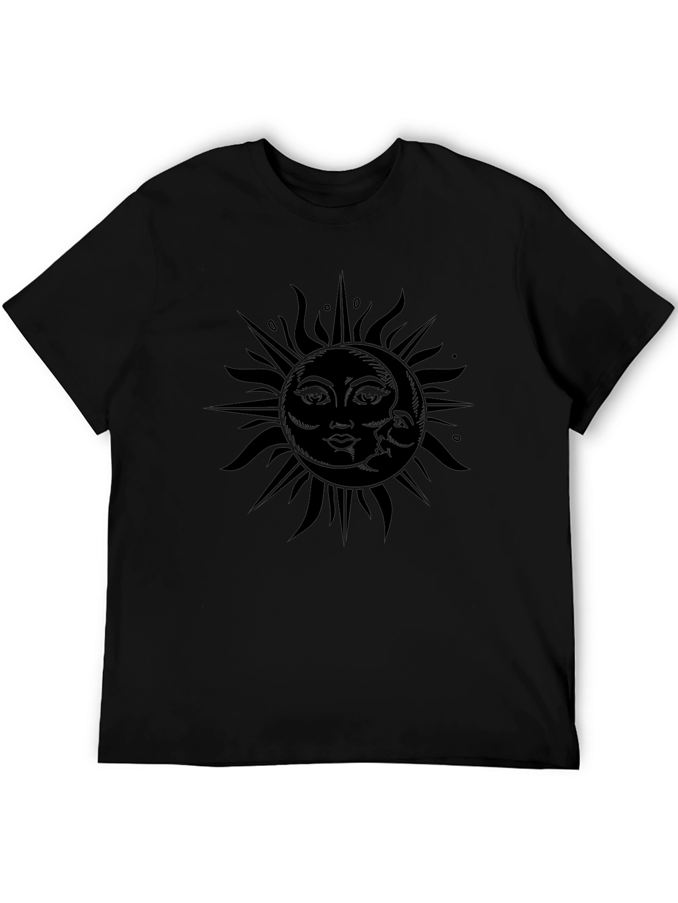 Celestial Sun and Moon Graphic Tee - Black