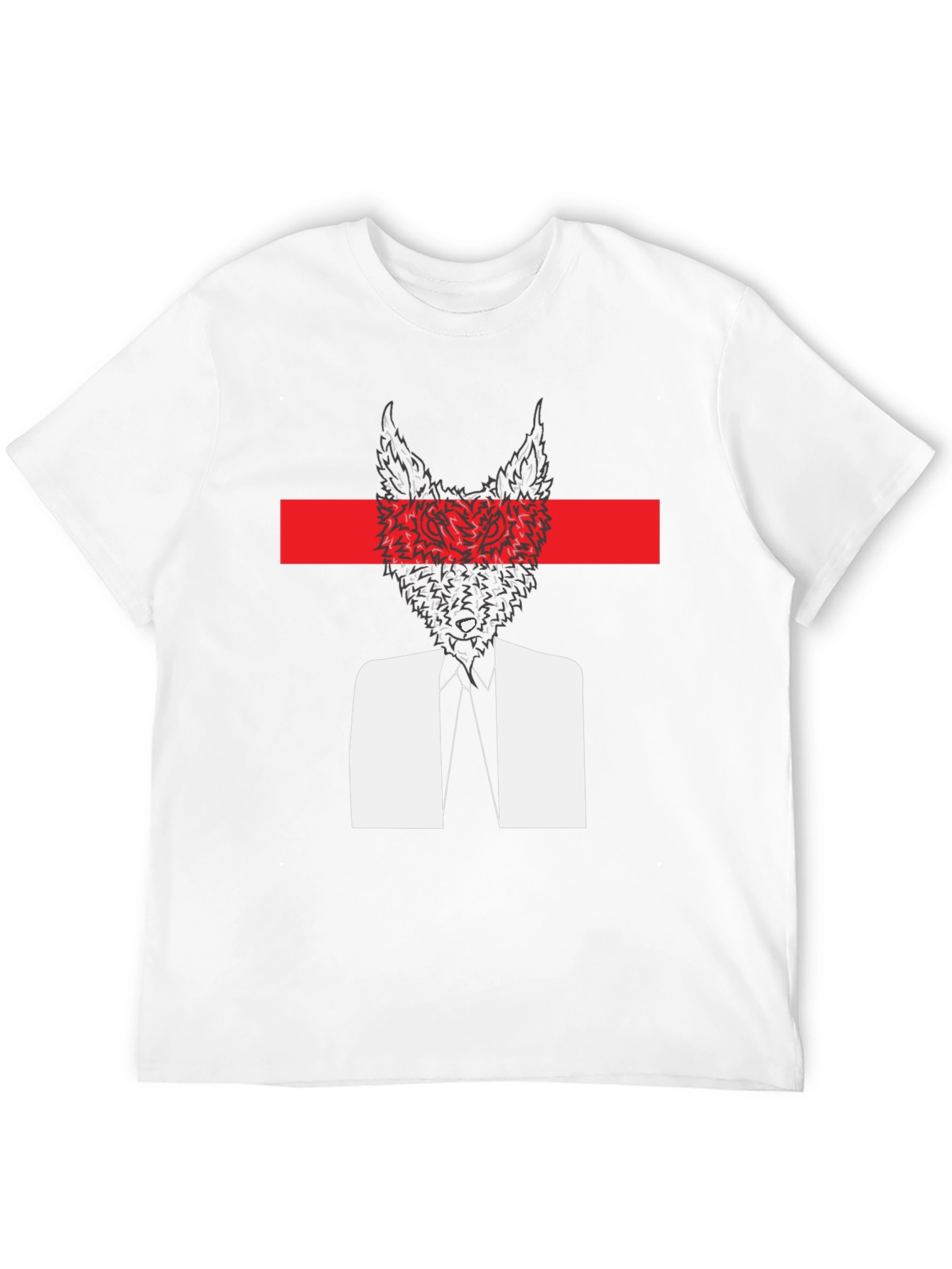 Abstract Wolf Head Graphic Tee - Black