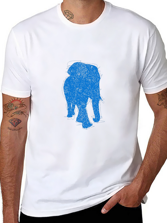 Elephant Graphic Tee - Black Cotton Casual T-Shirt