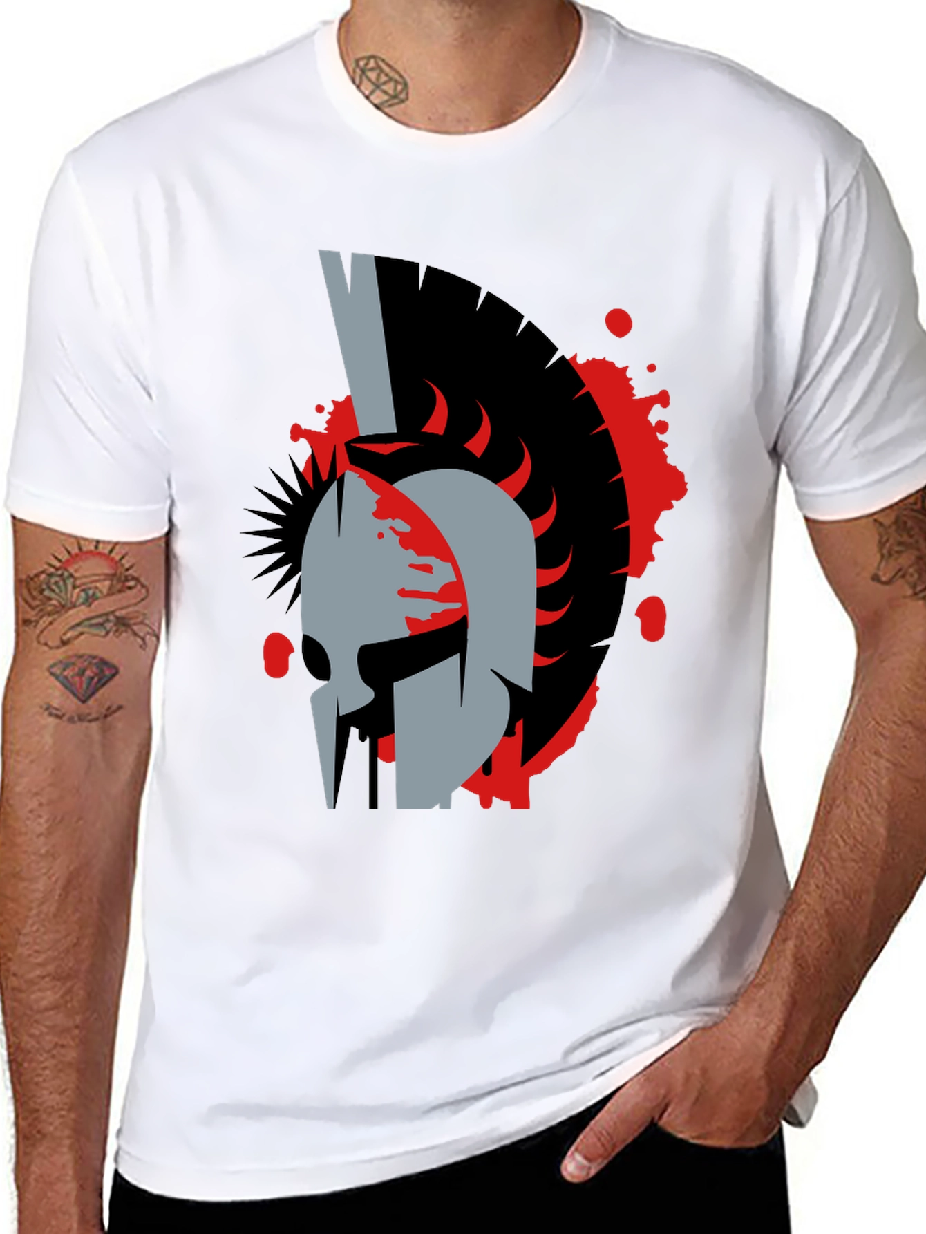 Spartan Helmet Graphic Tee - Bold Black T-Shirt
