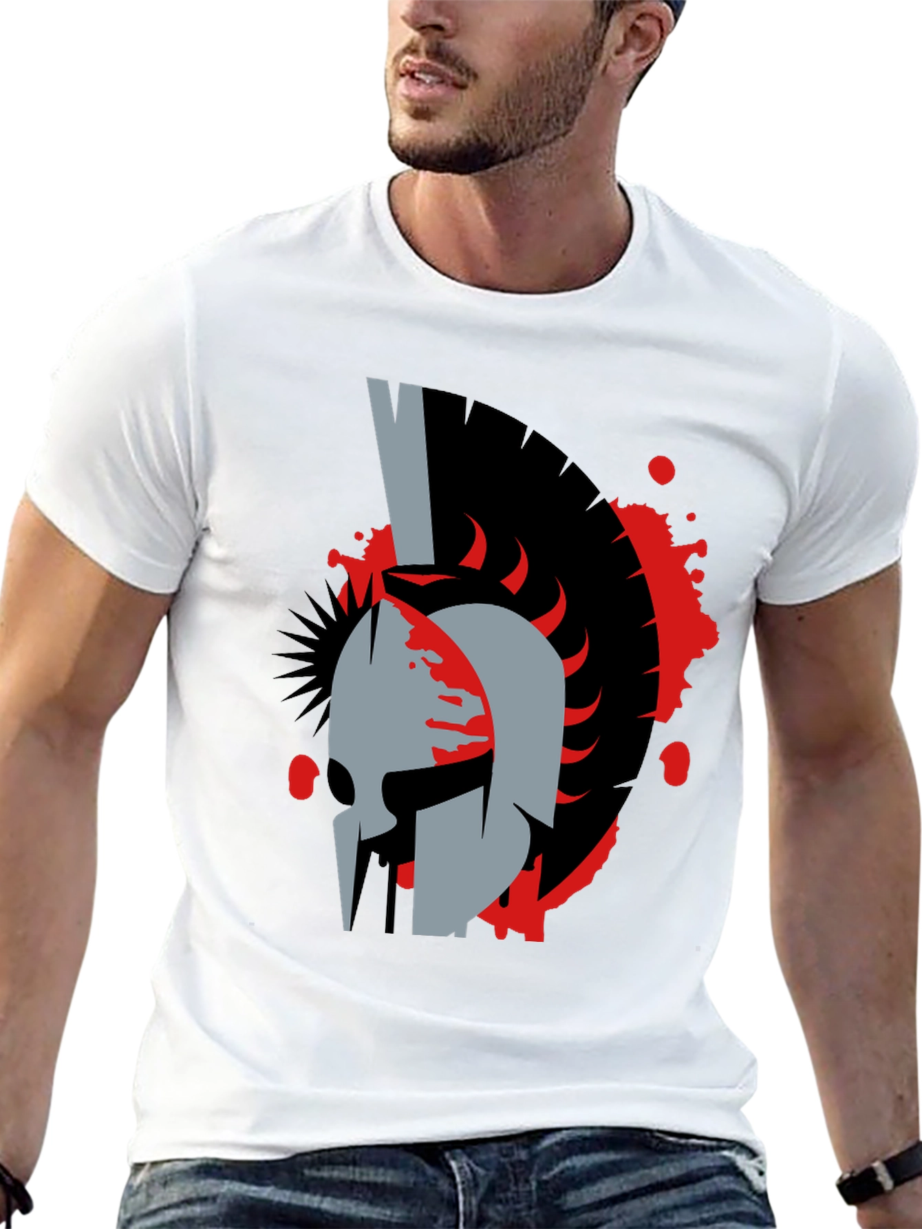 Spartan Helmet Graphic Tee - Bold Black T-Shirt