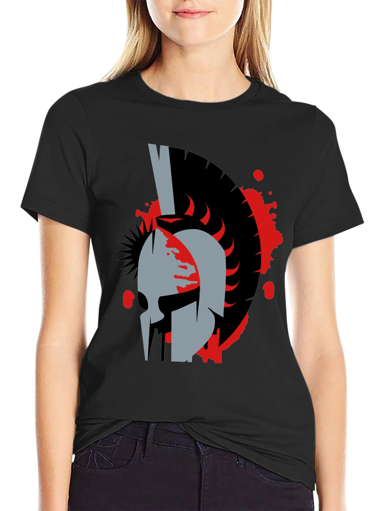 Spartan Helmet Graphic Tee - Bold Black T-Shirt