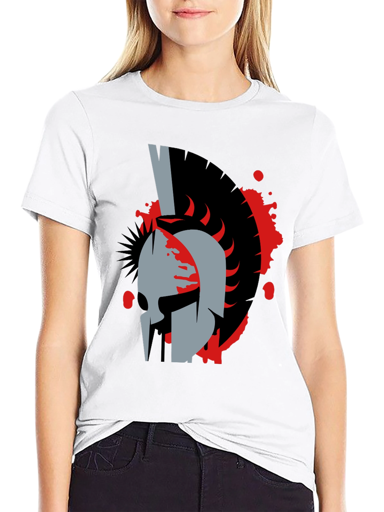 Spartan Helmet Graphic Tee - Bold Black T-Shirt