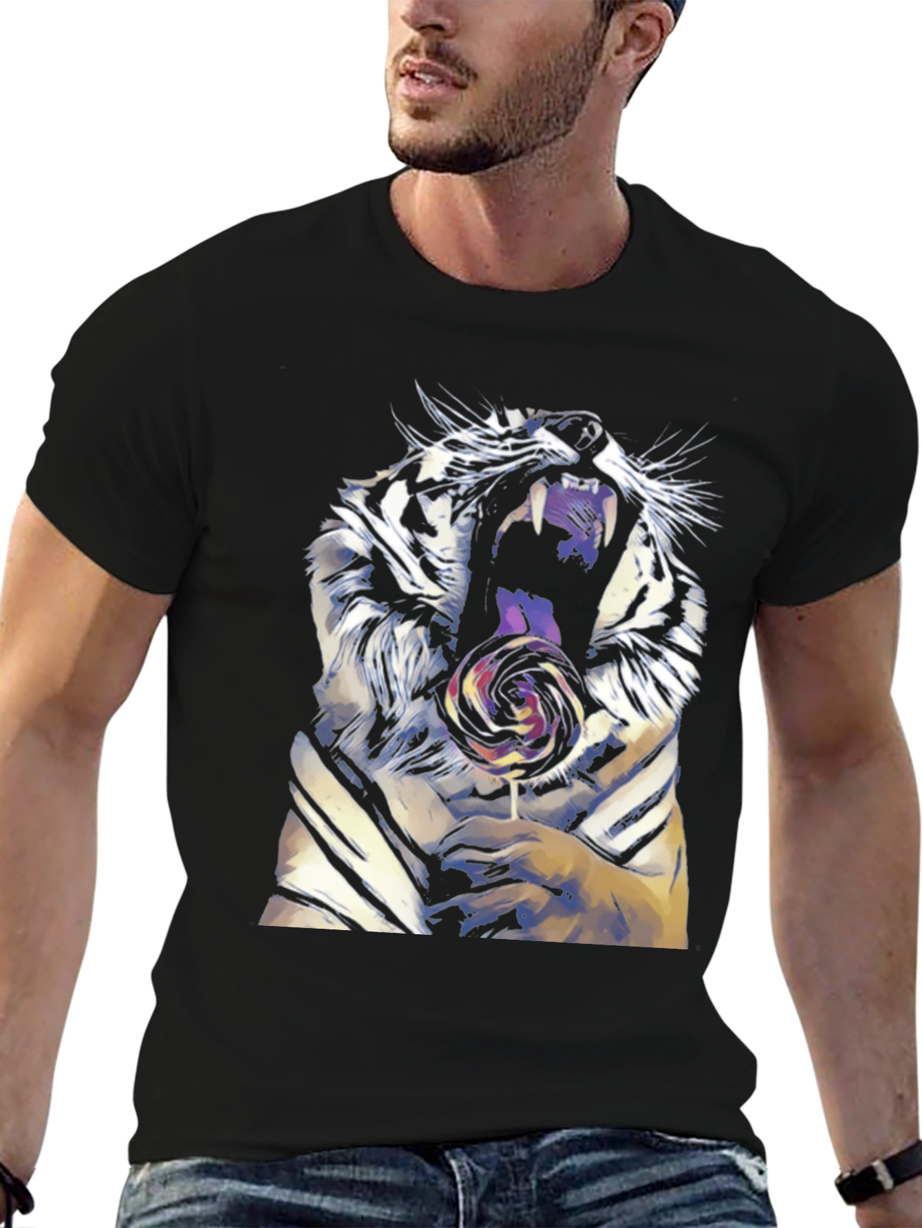 Tiger Lollipop Graphic Tee - Fierce & Fun Style