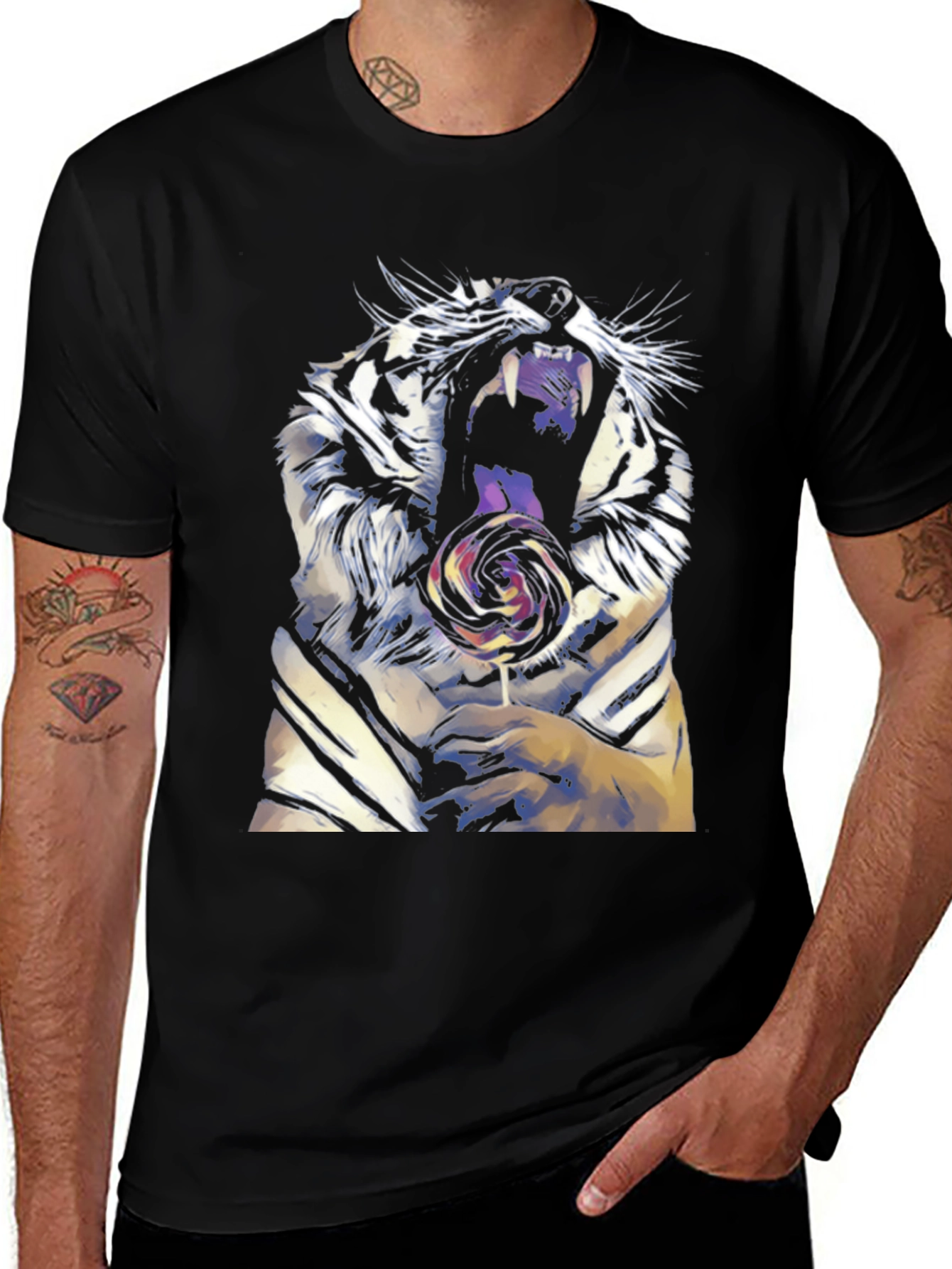 Tiger Lollipop Graphic Tee - Fierce & Fun Style