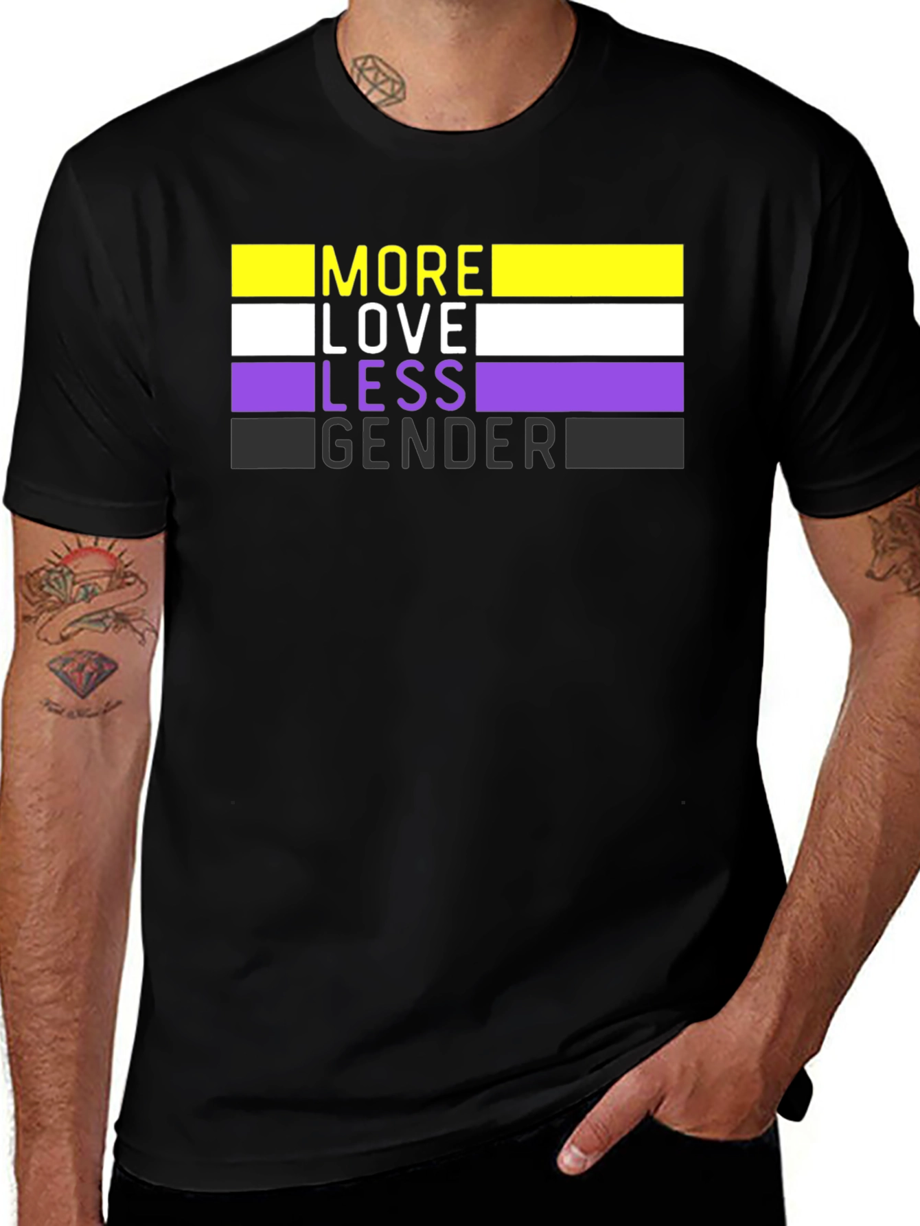 More Love Less Gender T-Shirt - Nonbinary Pride