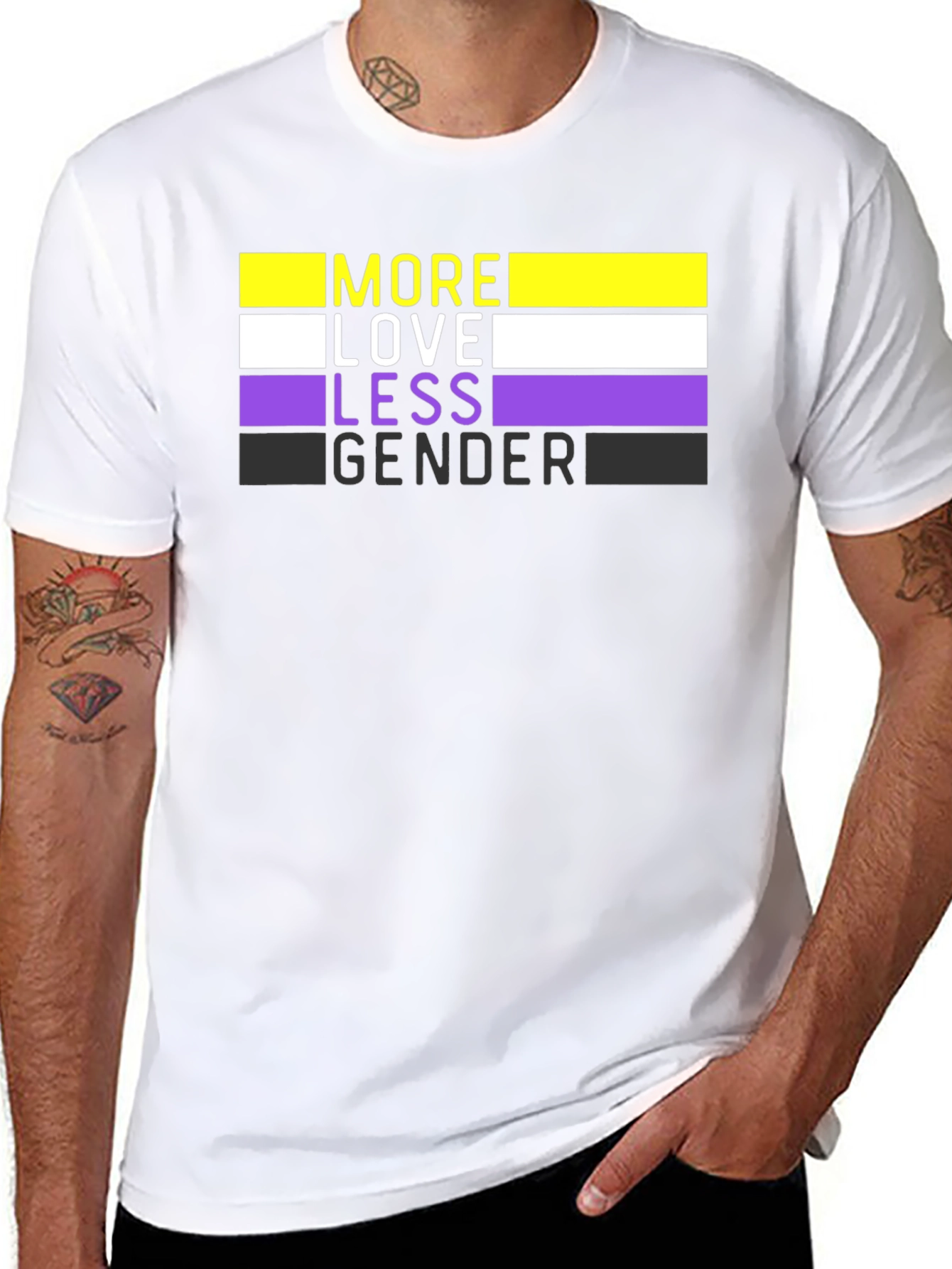 More Love Less Gender T-Shirt - Nonbinary Pride