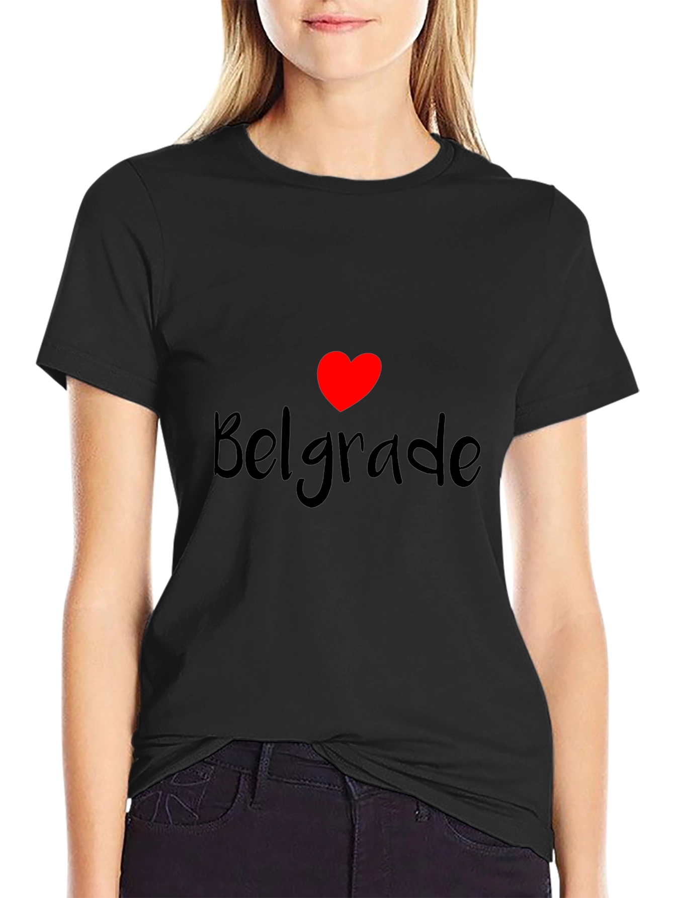 Belgrade Heart T-Shirt - Black Cotton Blend