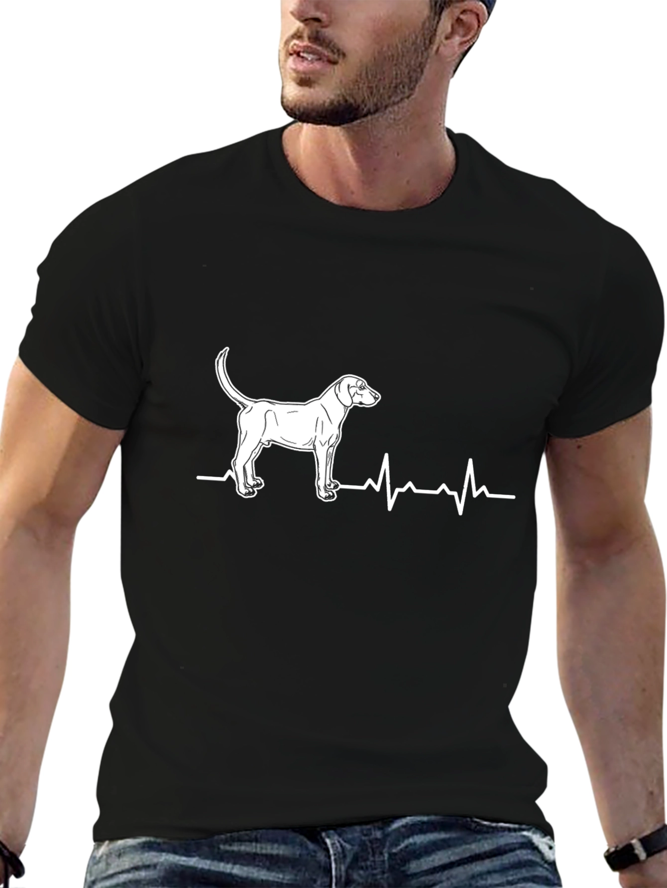 Dog Breed Heartbeat T-Shirt - Black