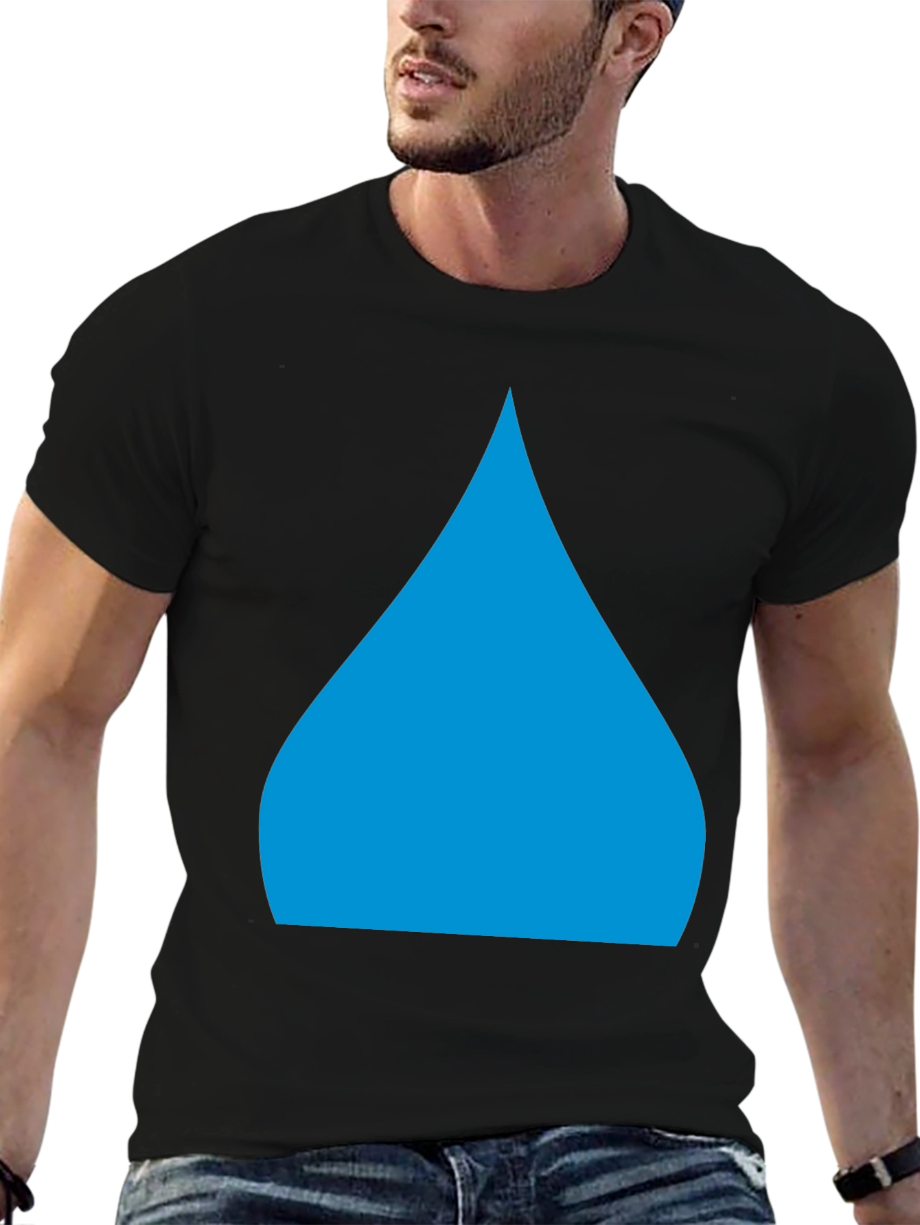 Blue Drop Graphic Black T-Shirt
