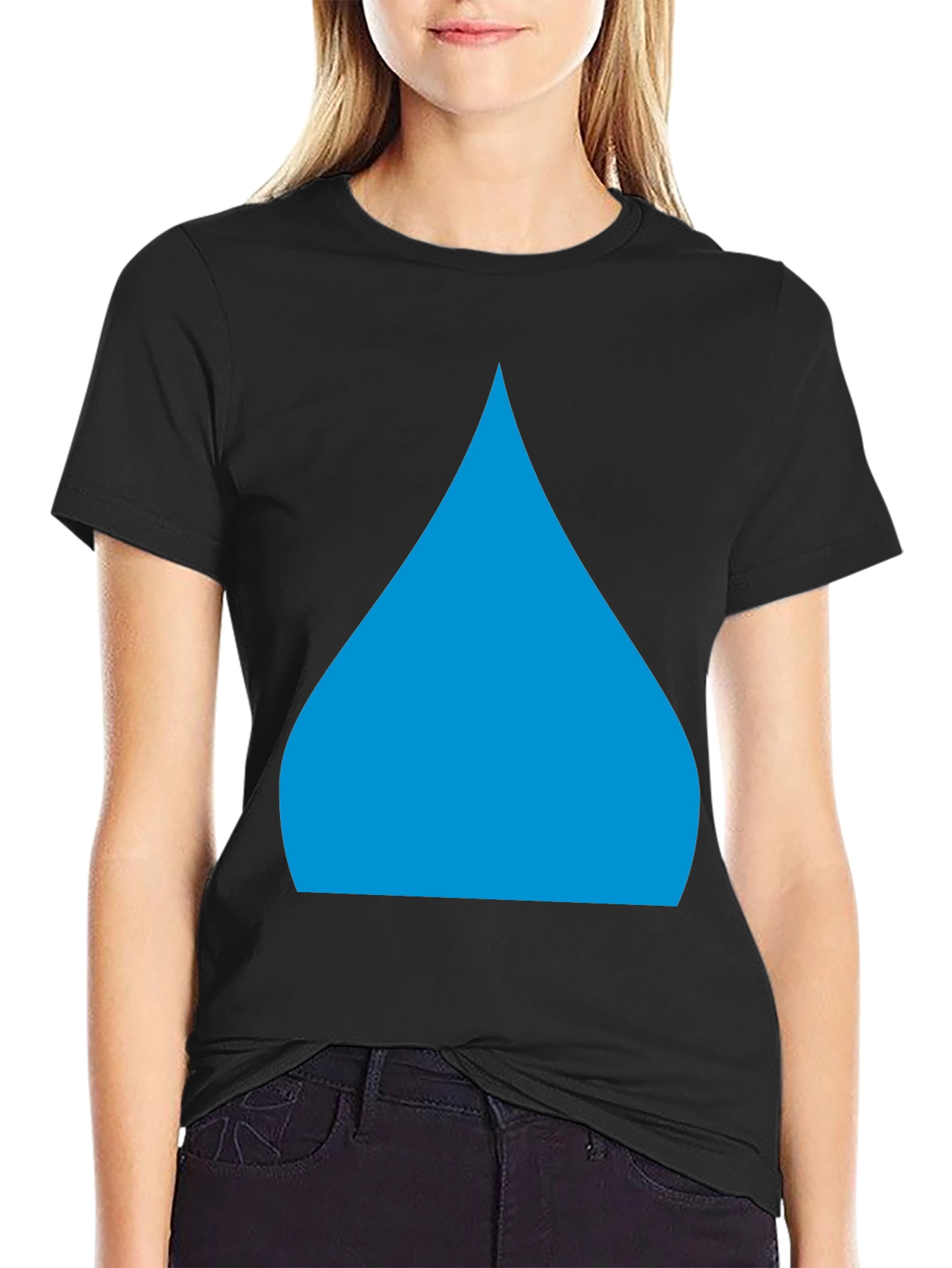 Blue Drop Graphic Black T-Shirt
