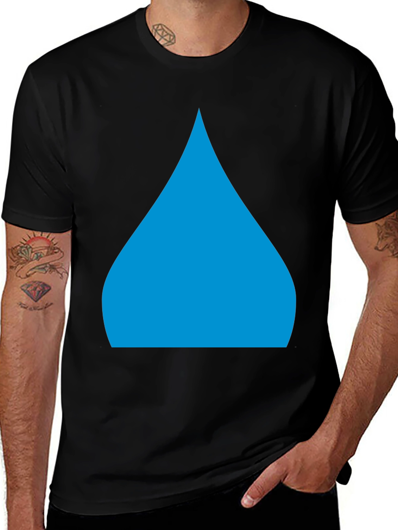 Blue Drop Graphic Black T-Shirt