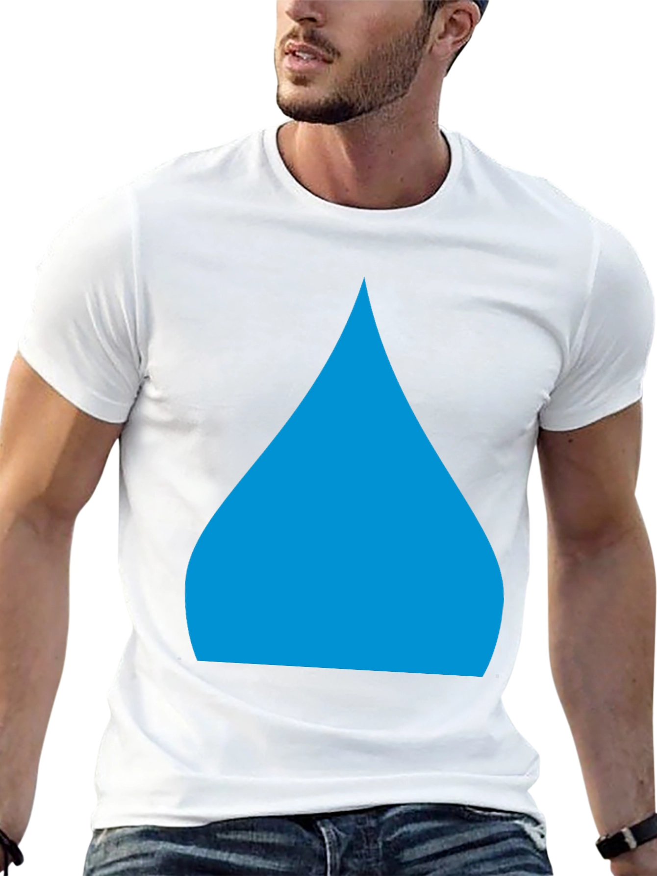 Blue Drop Graphic Black T-Shirt