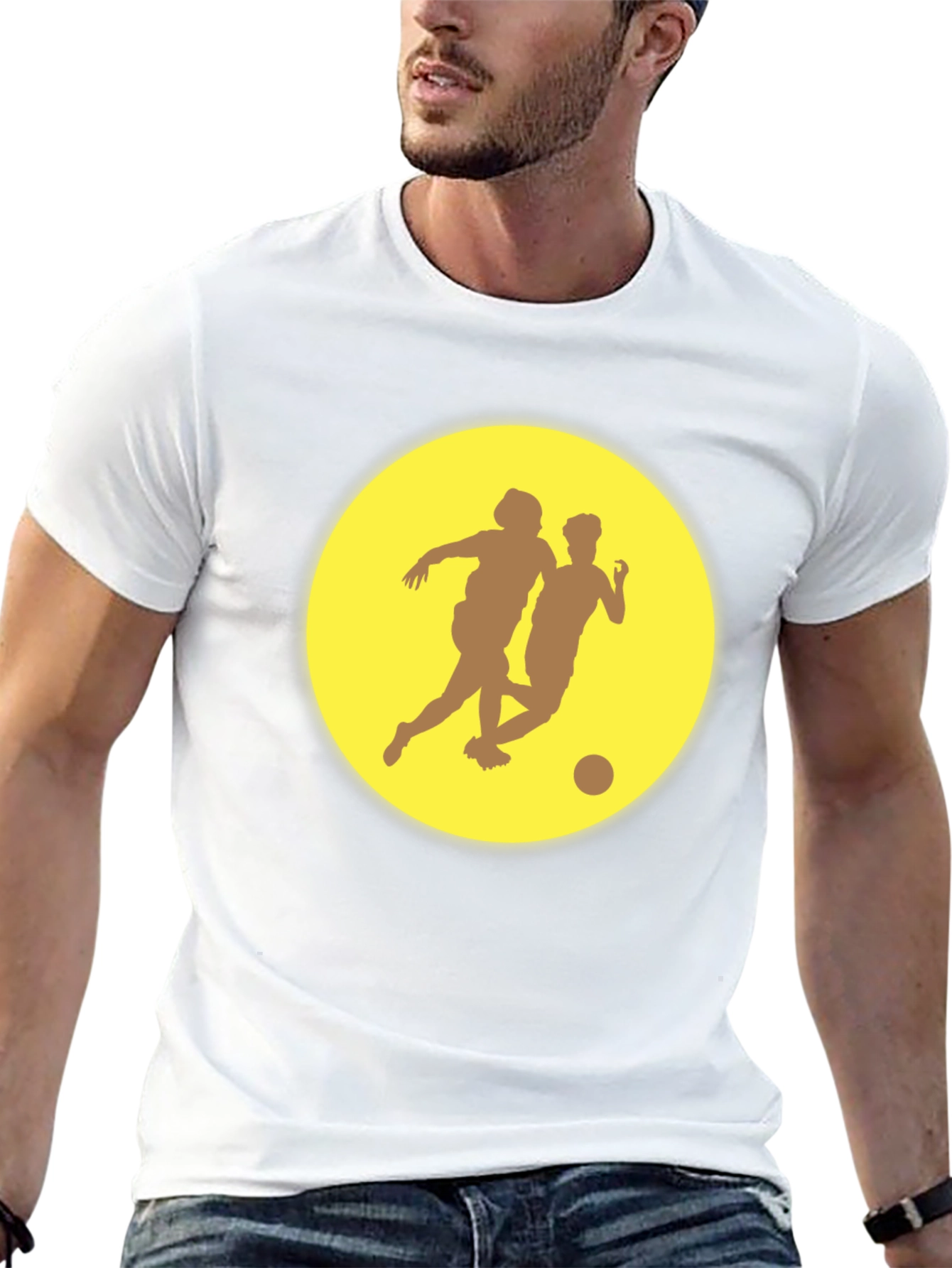 Soccer Players Graphic Tee - Black Casual T-Shirt