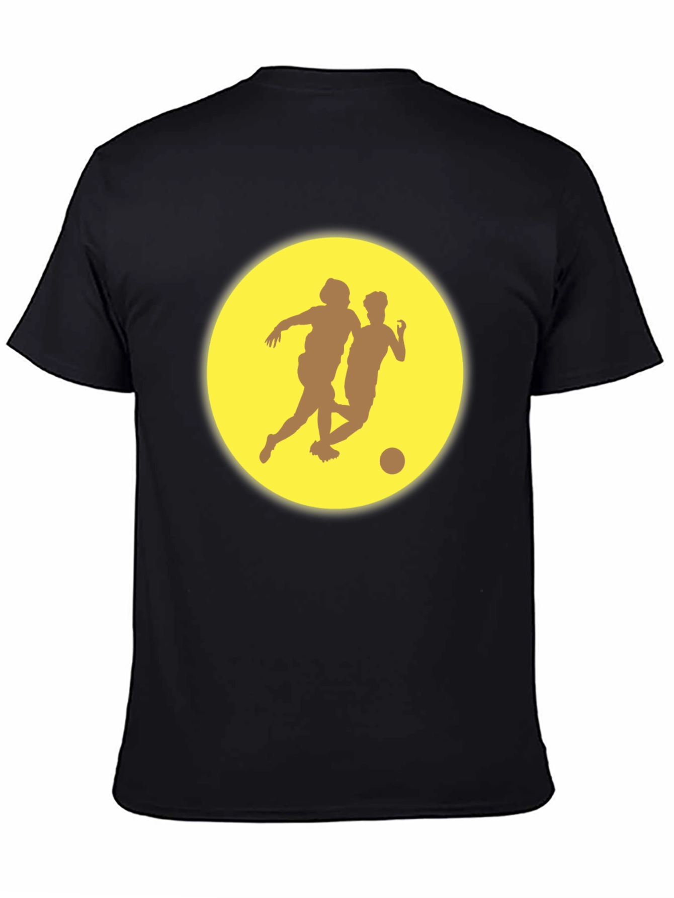 Soccer Players Graphic Tee - Black Casual T-Shirt