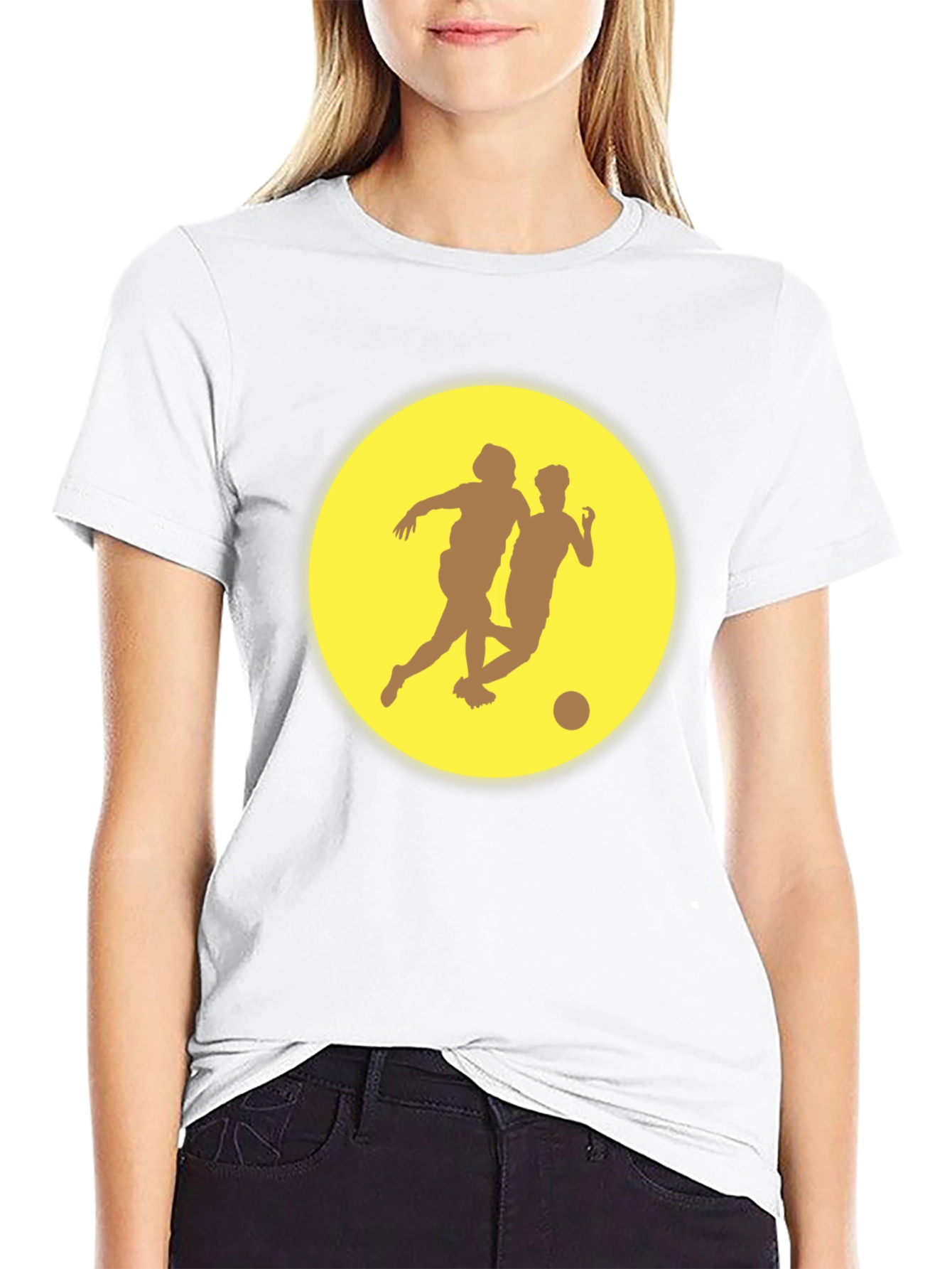 Soccer Players Graphic Tee - Black Casual T-Shirt