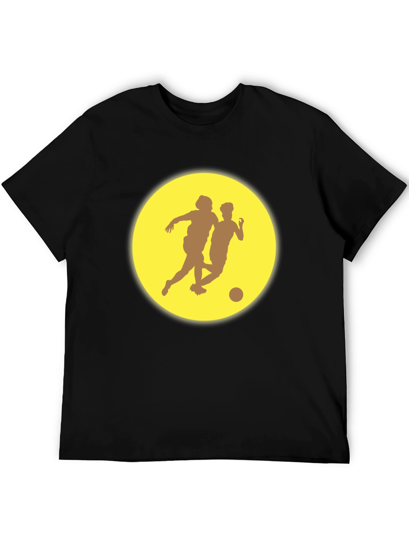 Soccer Players Graphic Tee - Black Casual T-Shirt