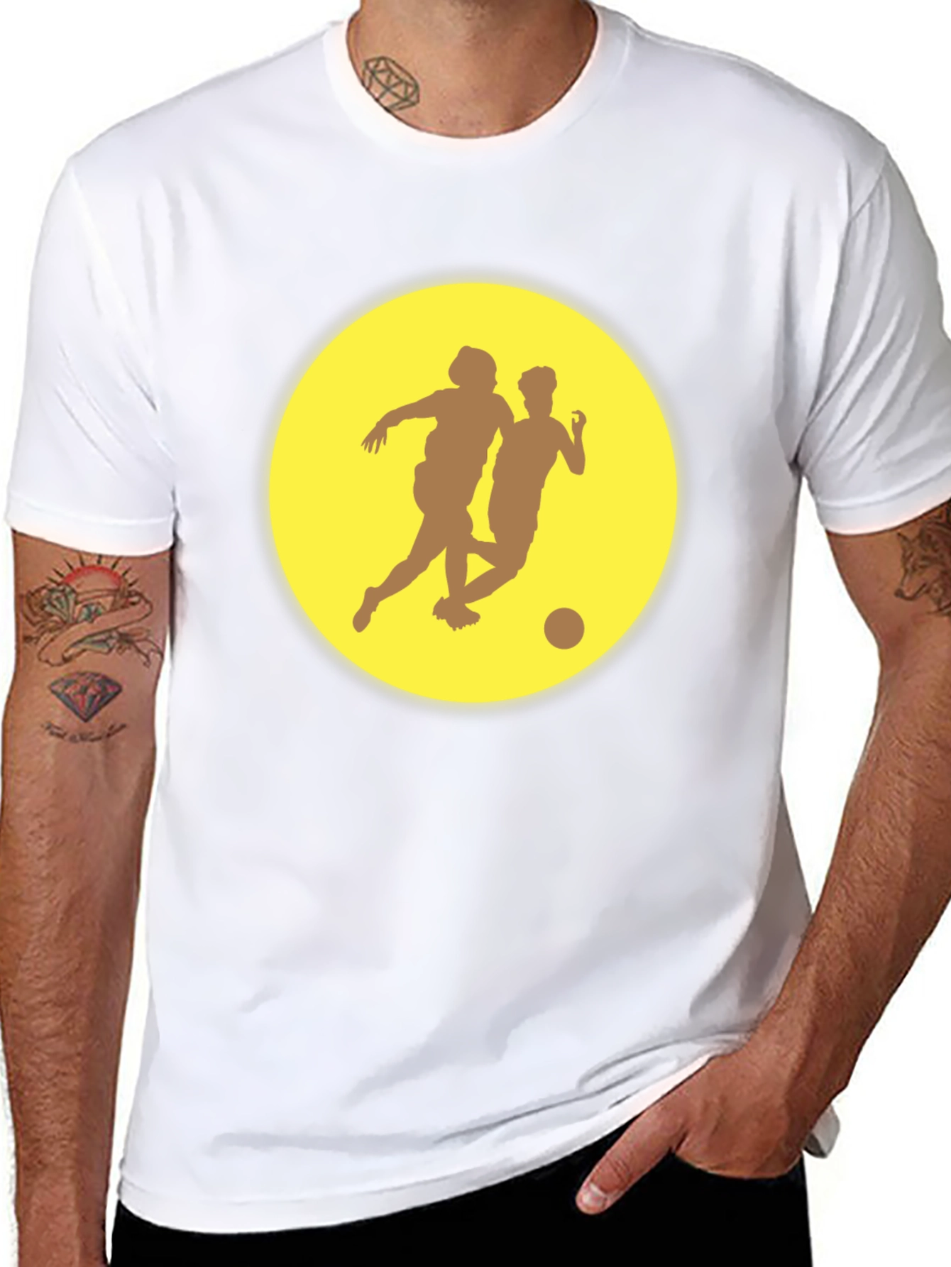 Soccer Players Graphic Tee - Black Casual T-Shirt