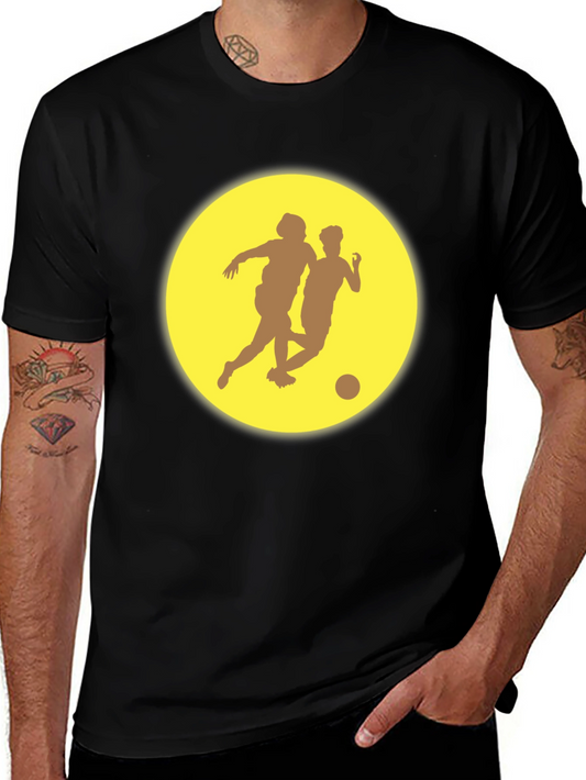Soccer Players Graphic Tee - Black Casual T-Shirt