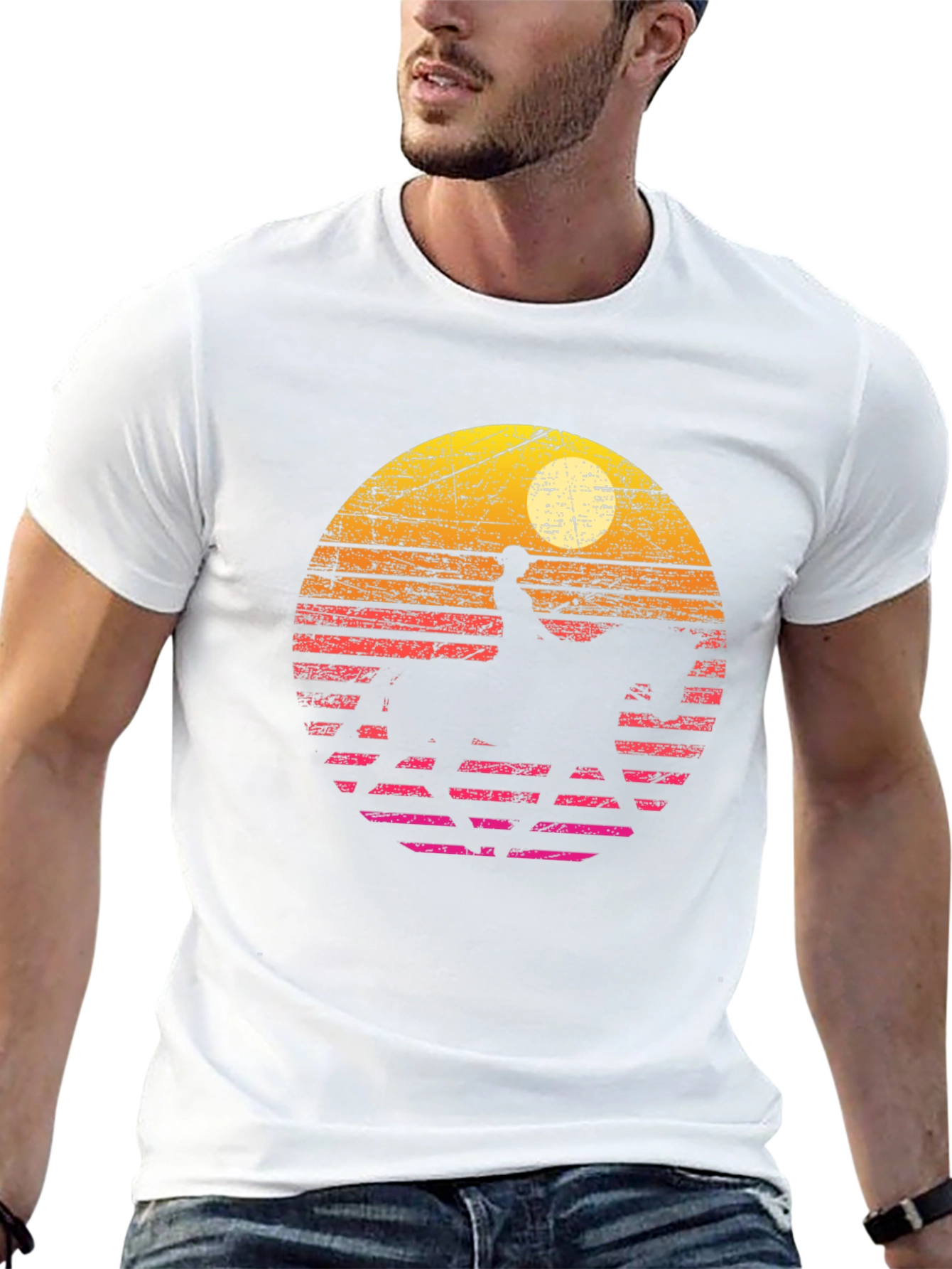 Retro Sunset Horse Rider Graphic Tee