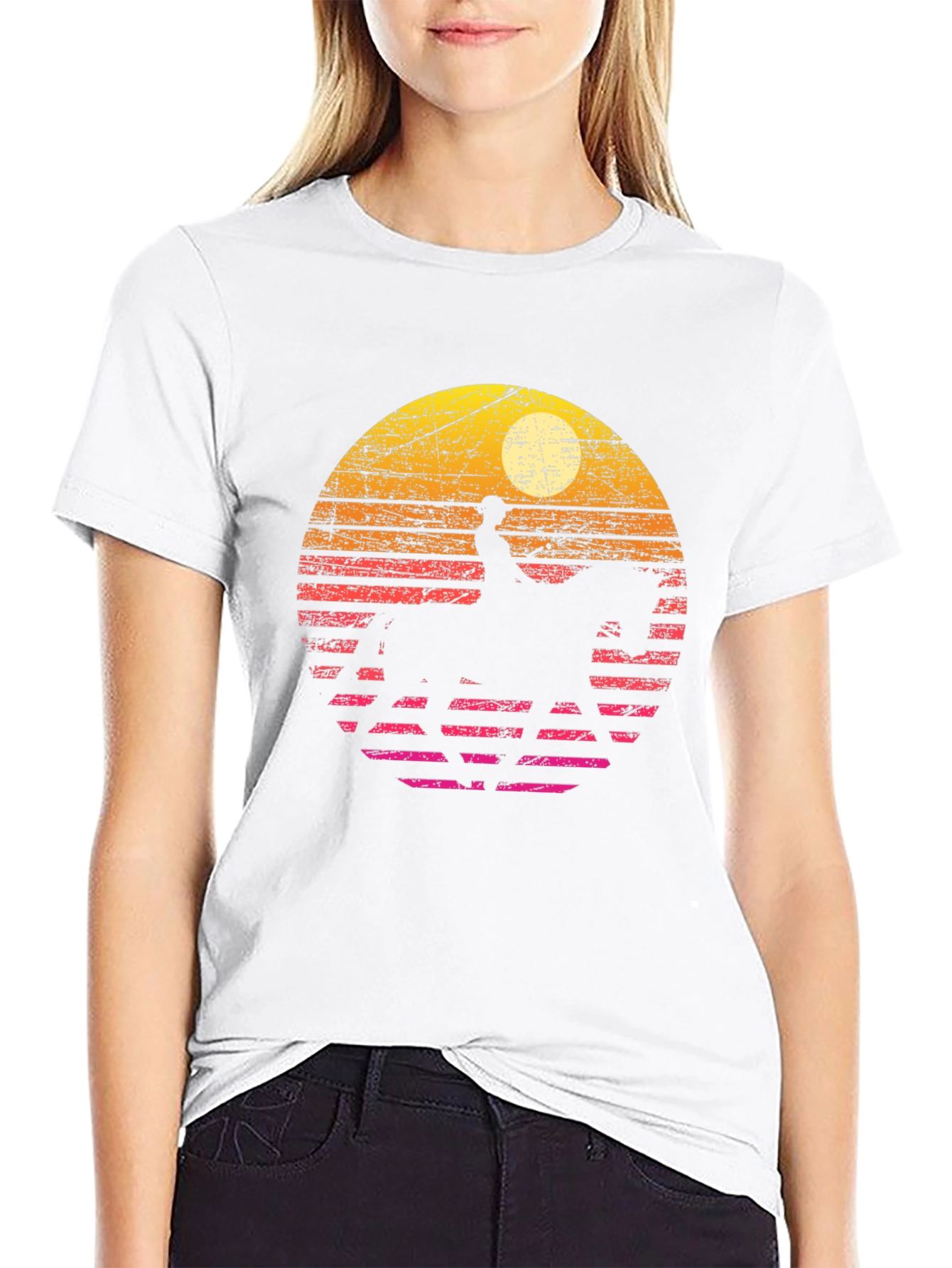Retro Sunset Horse Rider Graphic Tee