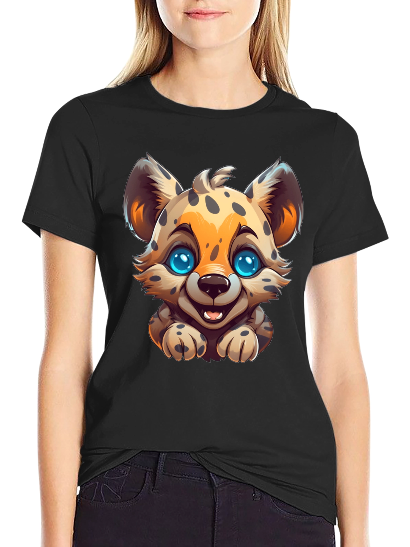 Cute Cheetah Graphic Tee - Black Animal Print Shirt