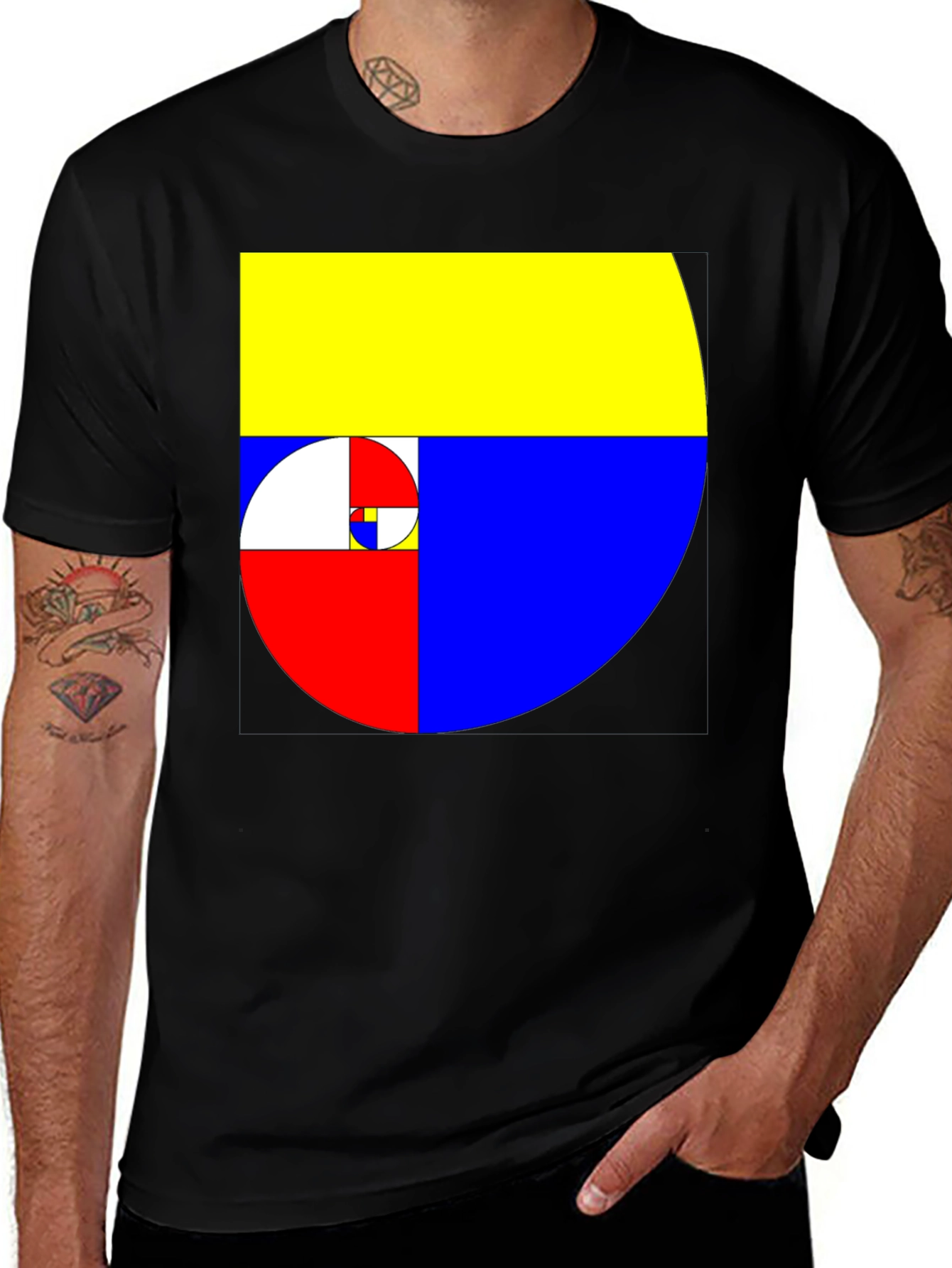 Geometric Fibonacci Sequence Mens Black T-Shirt