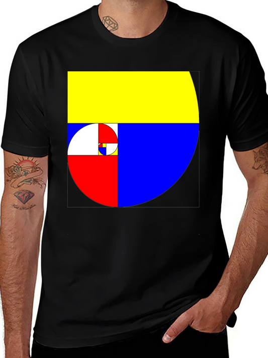 Geometric Fibonacci Sequence Mens Black T-Shirt