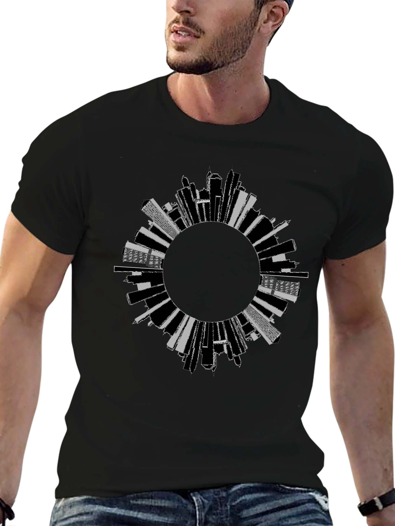 Cityscape Graphic Black T-Shirt
